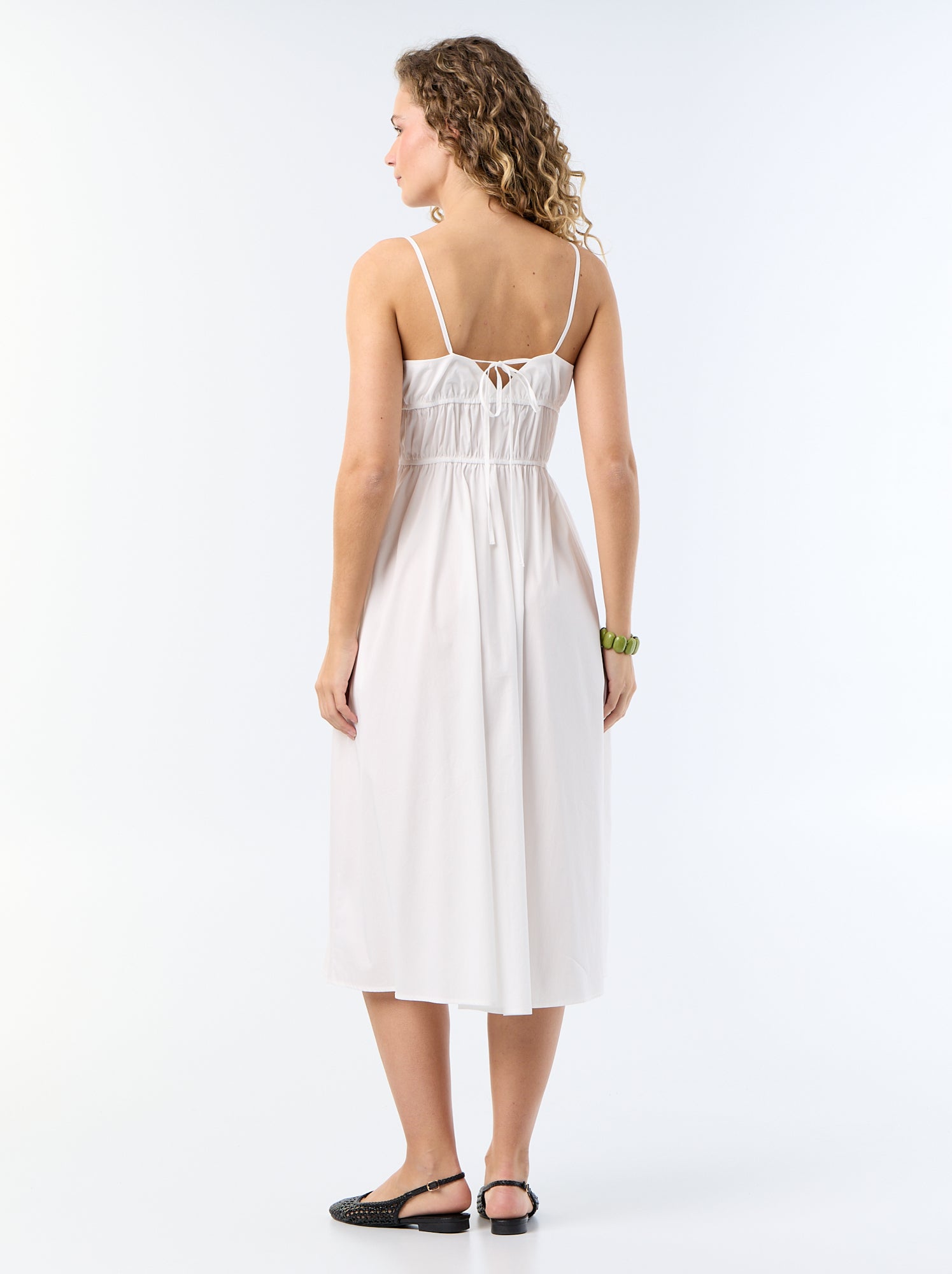 Robe longue à étage unie - Blanc