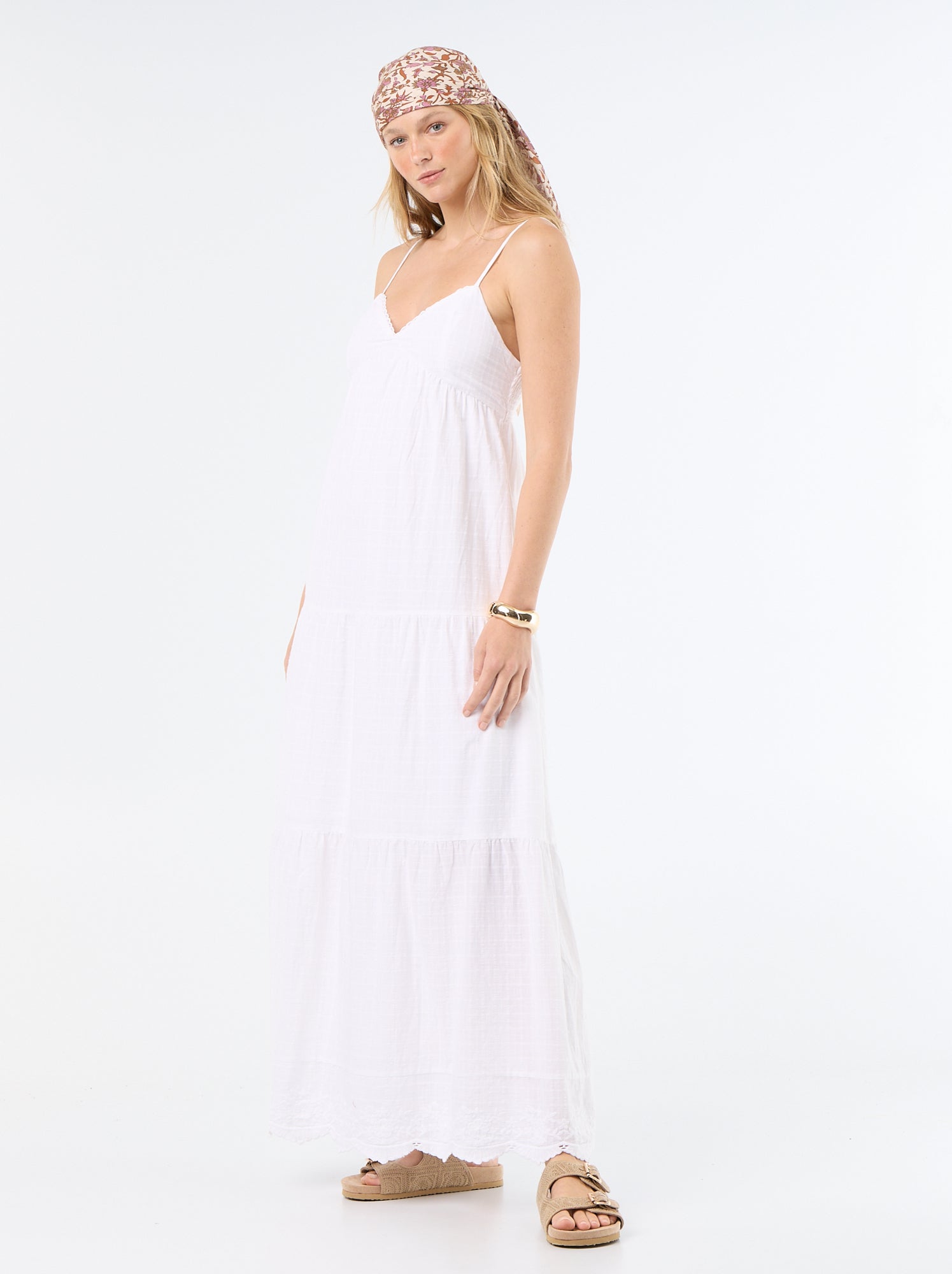 Robe longue à étages - Blanc