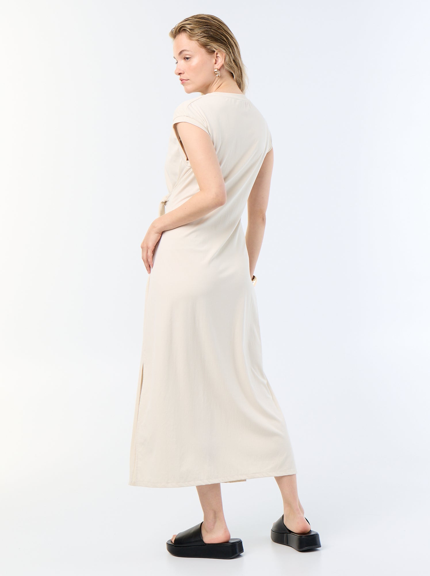 Robe longue à nouer - Beige