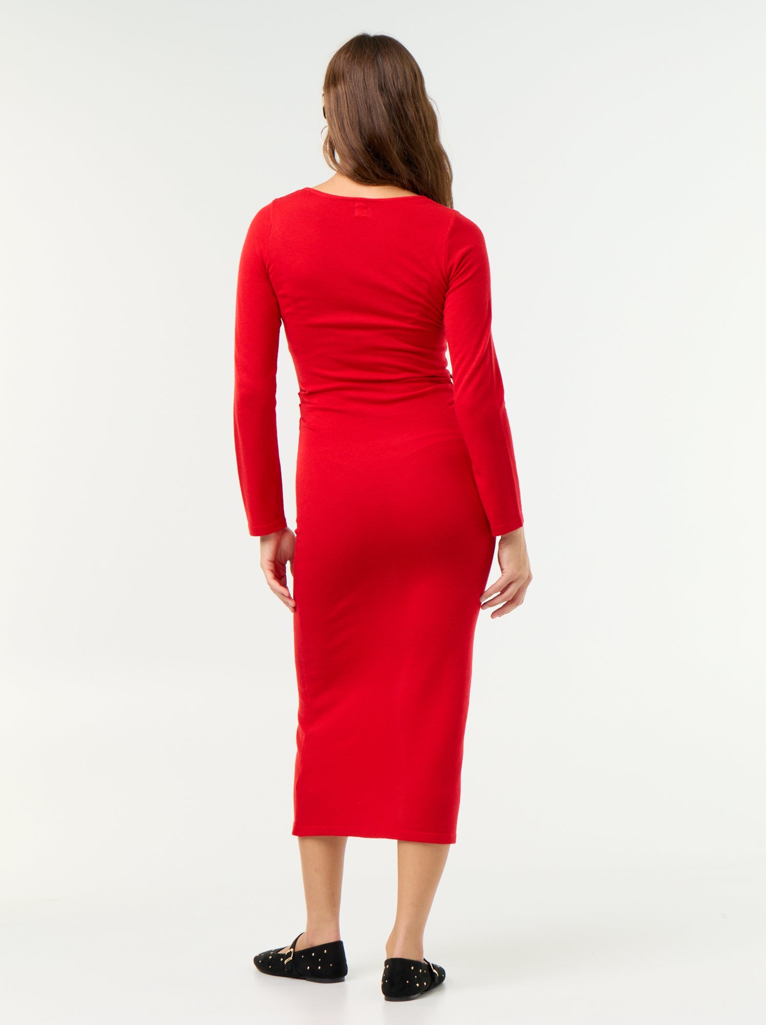 Robe longue avec bijou taille - Rouge