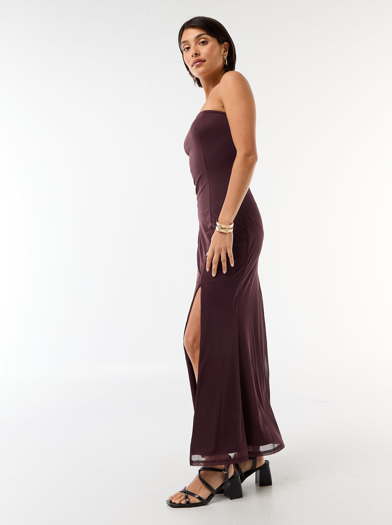 Robe longue bustier avec écharpe - Violet
