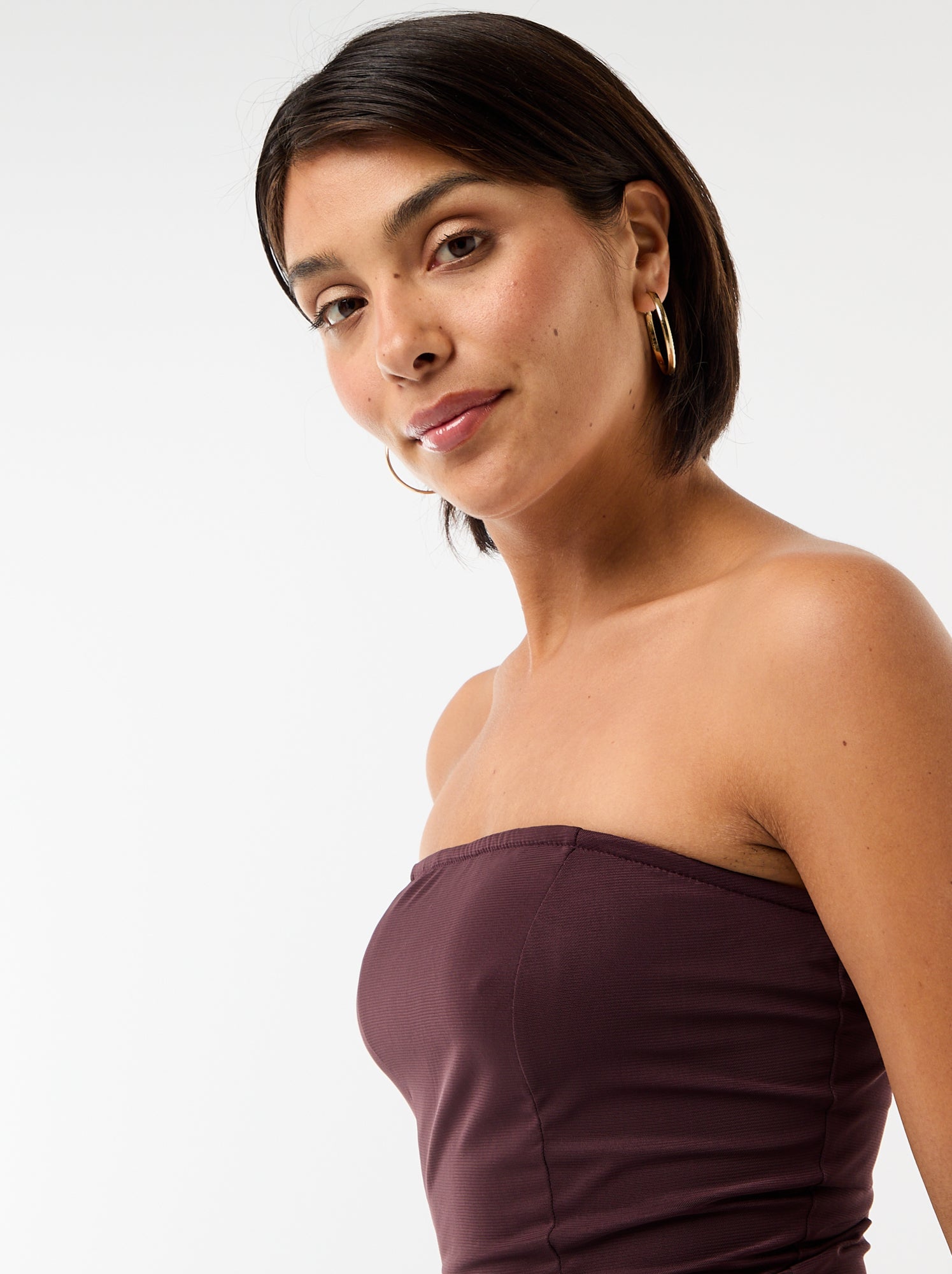 Robe longue bustier avec écharpe - Violet