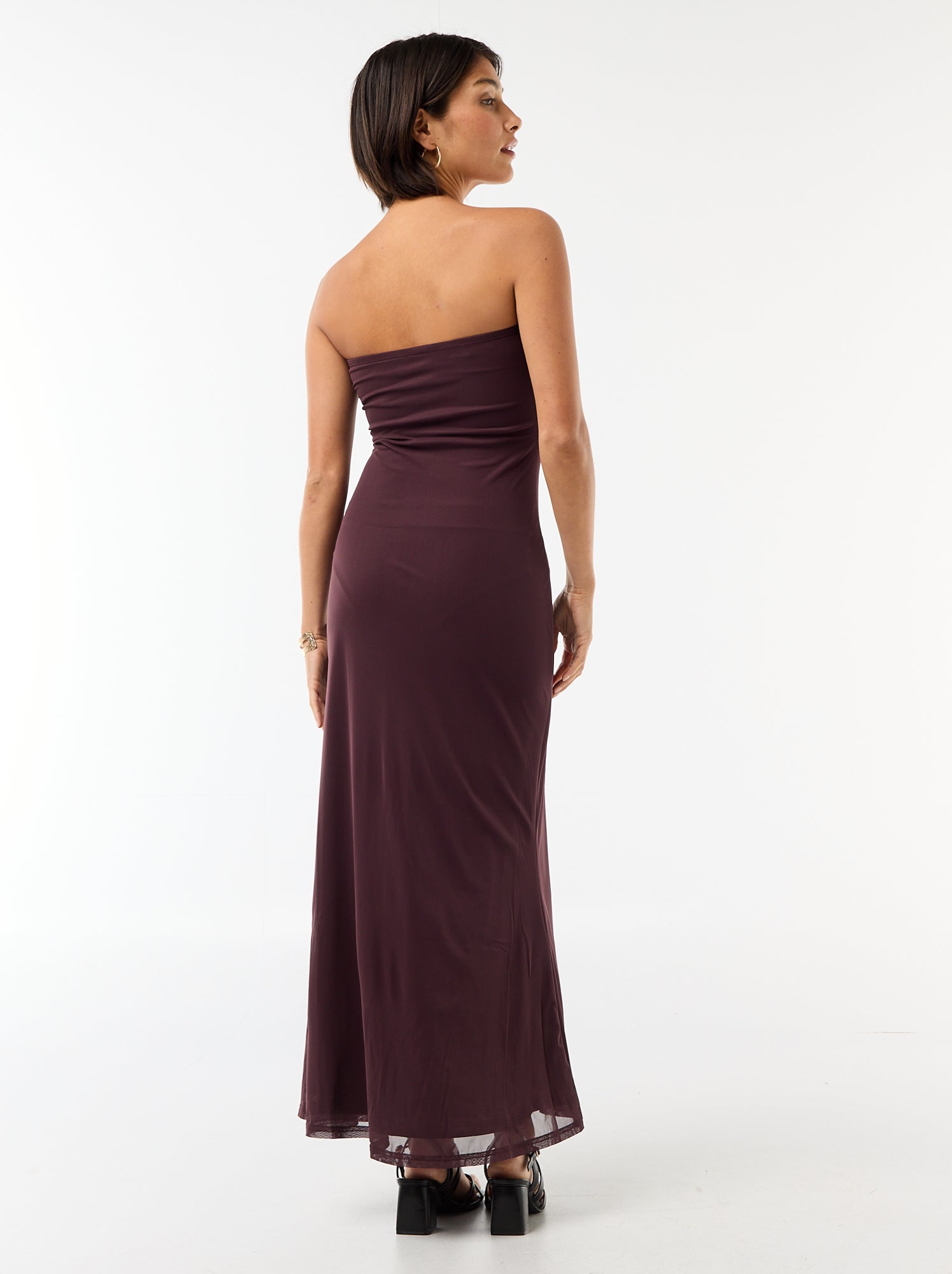 Robe longue bustier avec écharpe - Violet