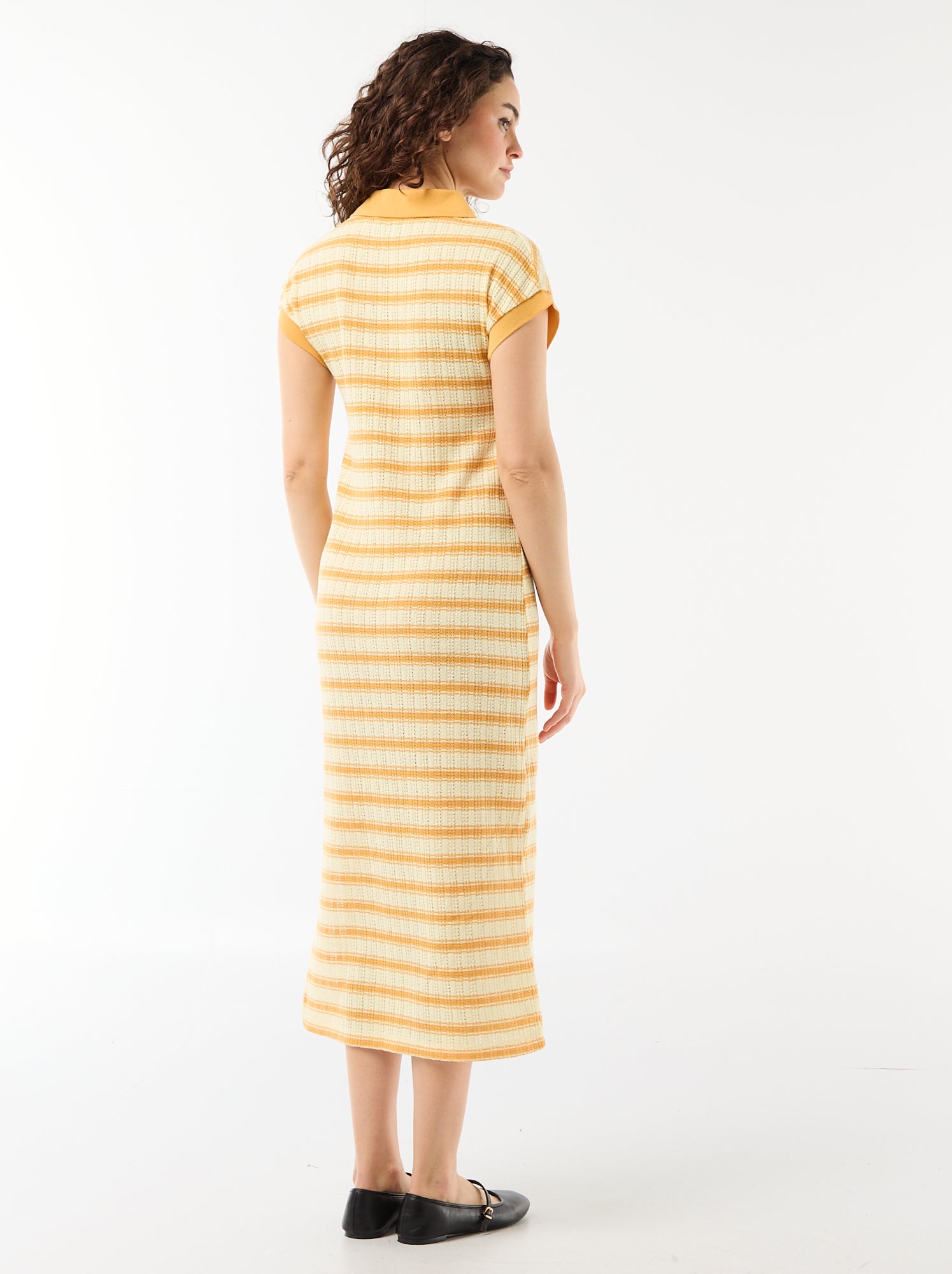 Robe longue col polo - Jaune