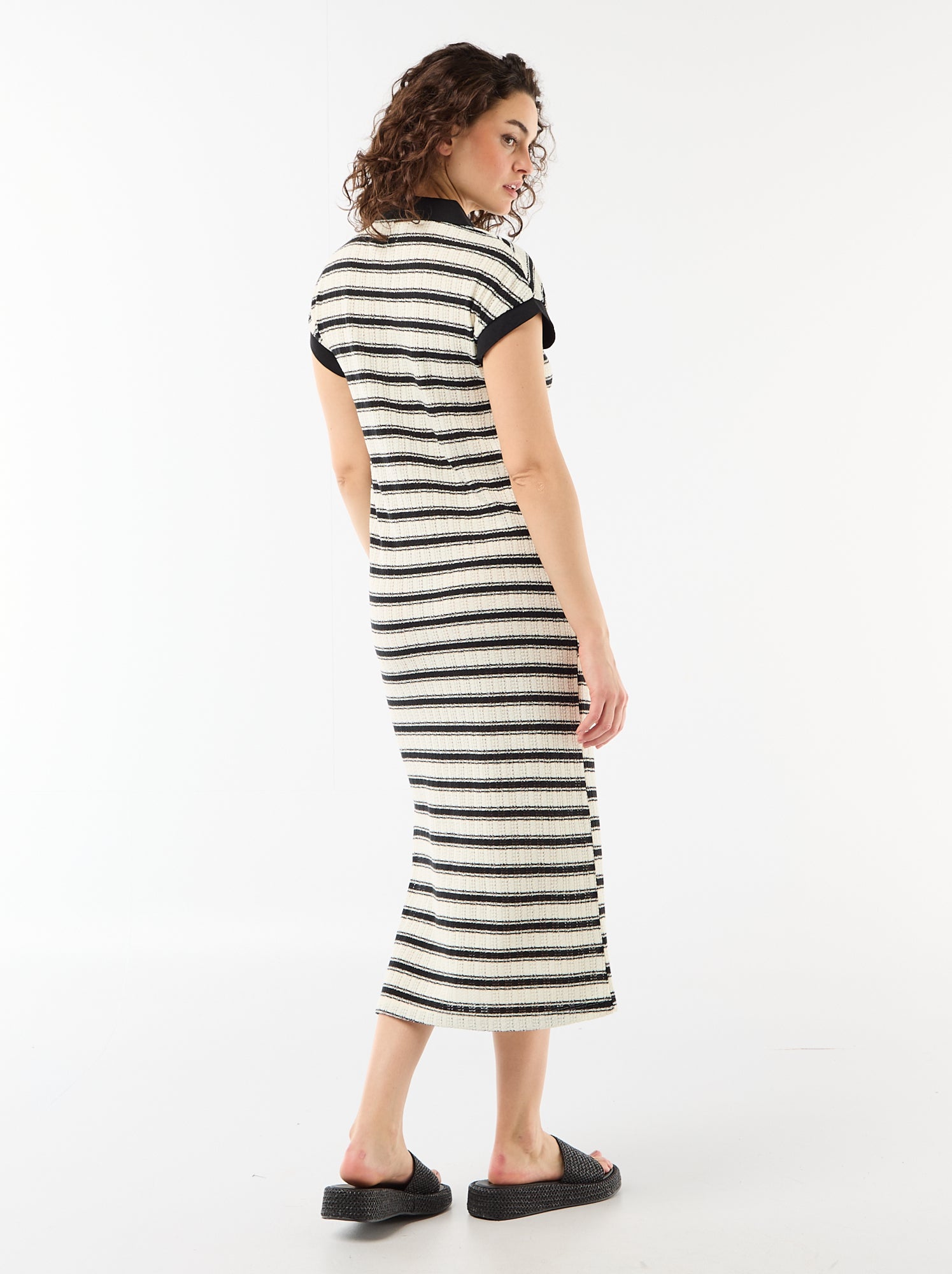 Robe longue col polo - Noir