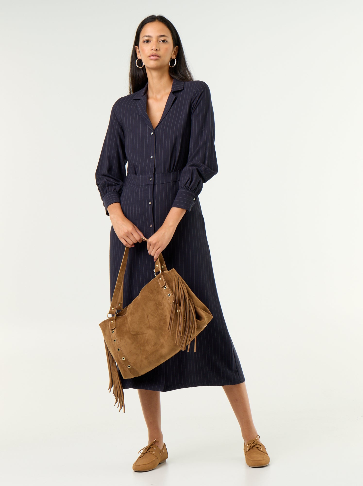 Robe longue coupe chemise - Bleu
