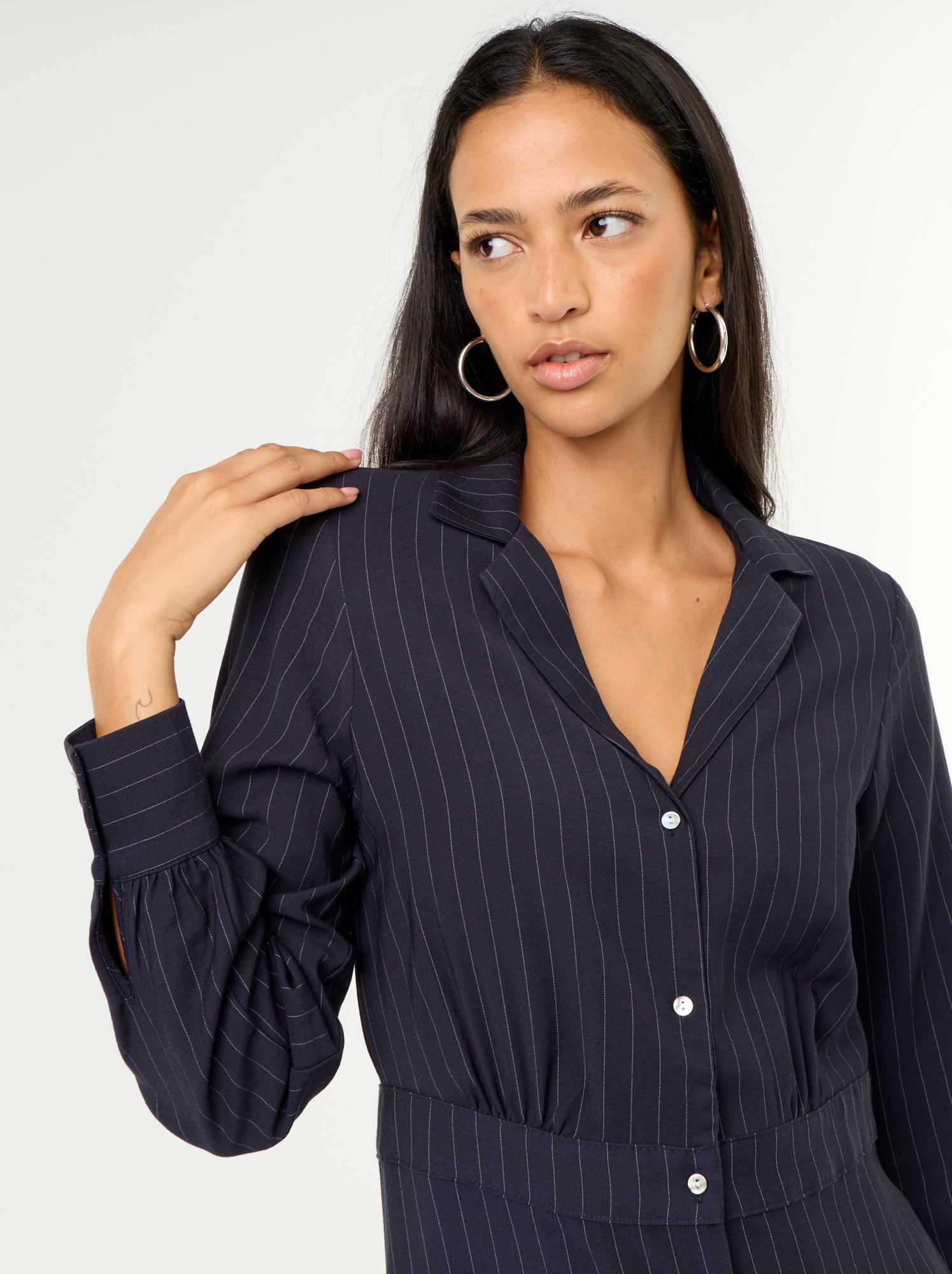 Robe longue coupe chemise - Bleu