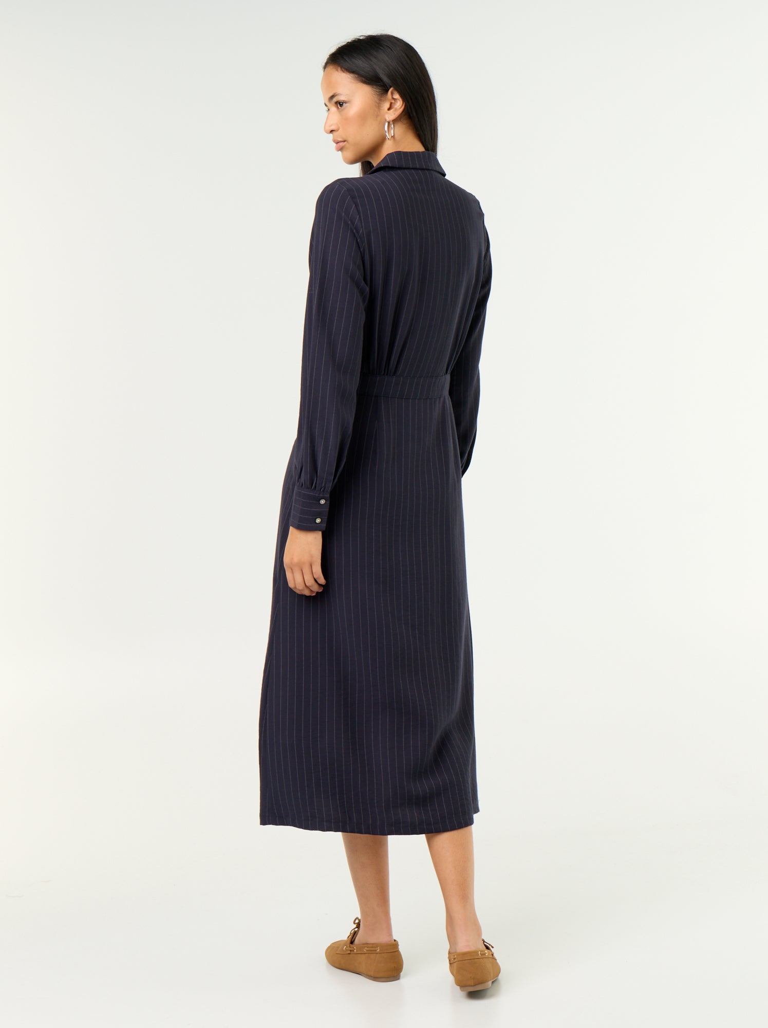 Robe longue coupe chemise - Bleu