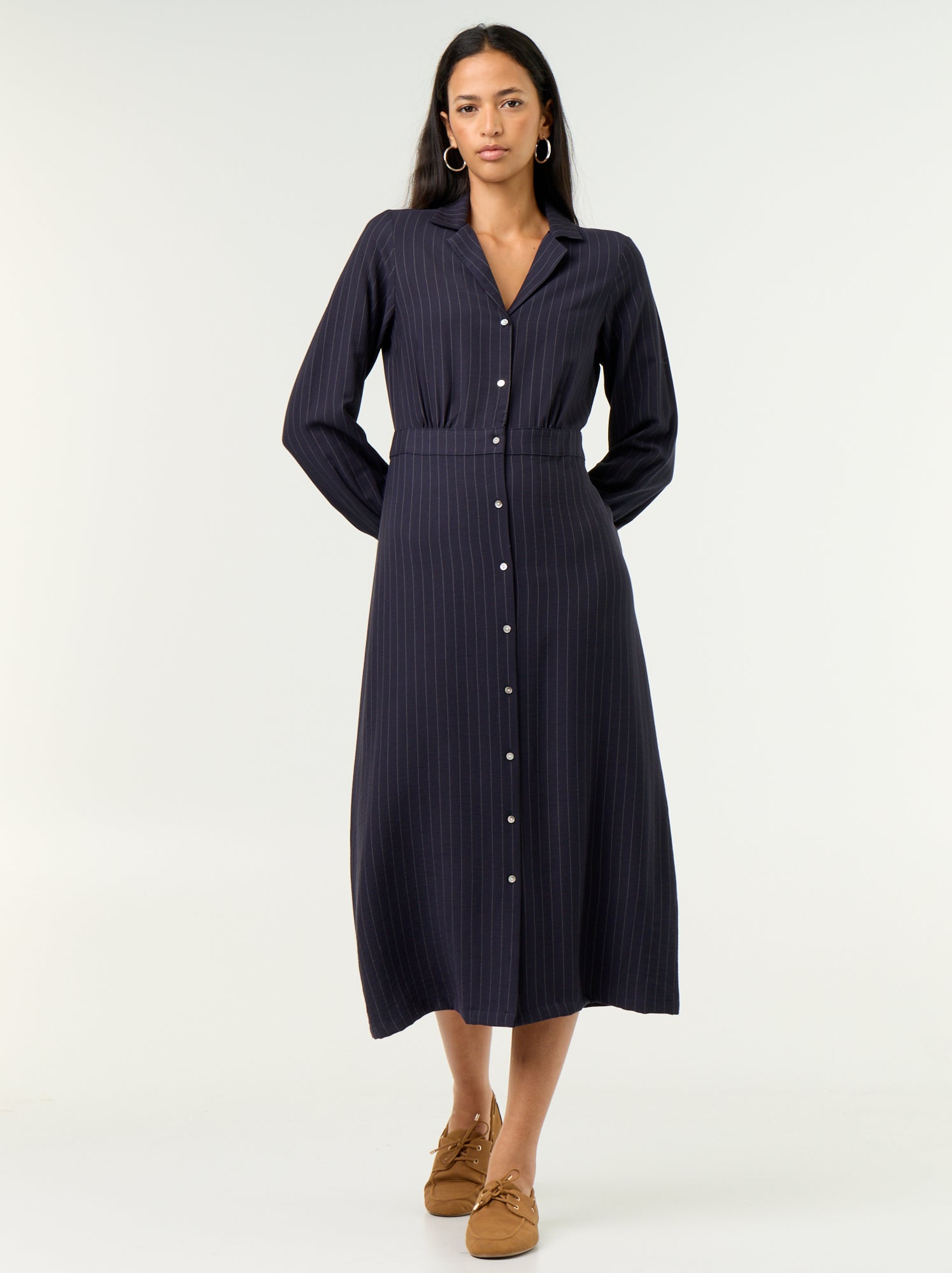 Robe longue coupe chemise - Bleu
