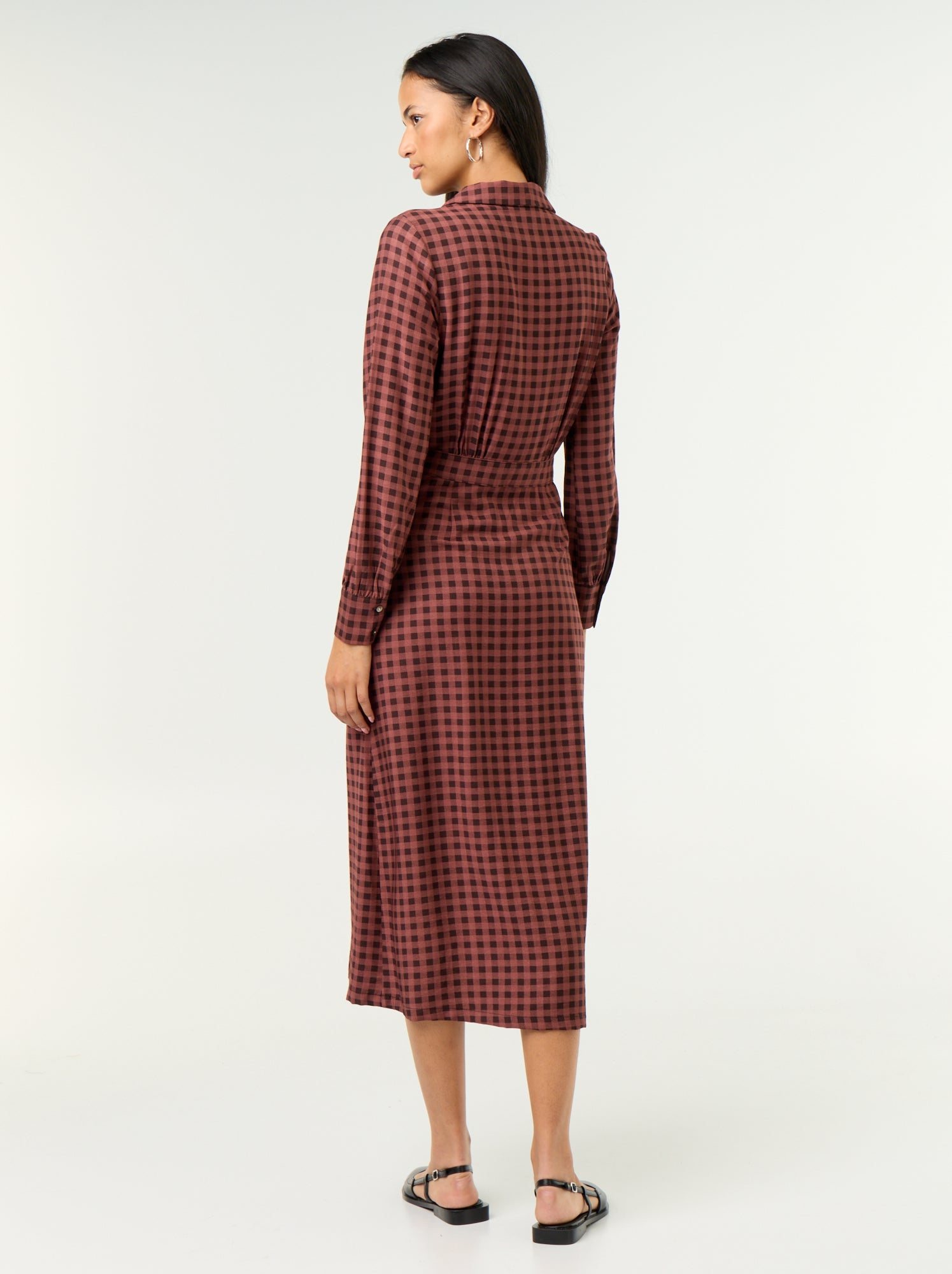 Robe longue coupe chemise - Marron (GBQ30_3)