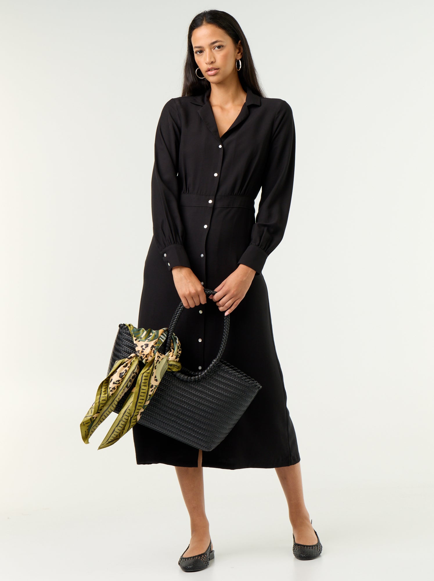 Robe longue coupe chemise - Noir