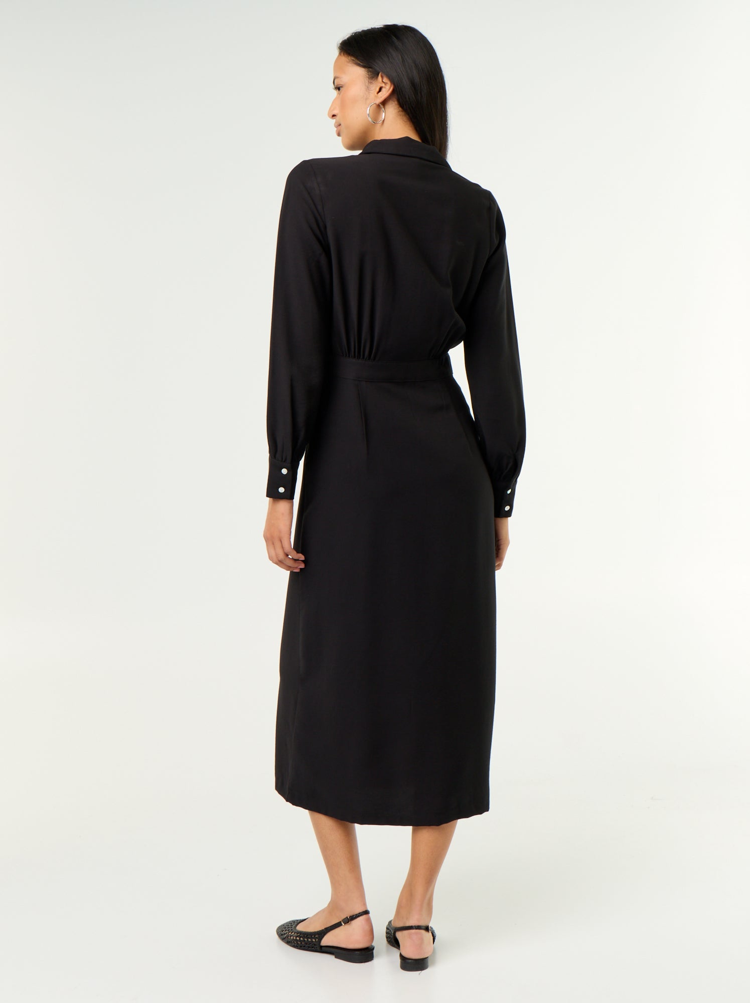 Robe longue coupe chemise - Noir