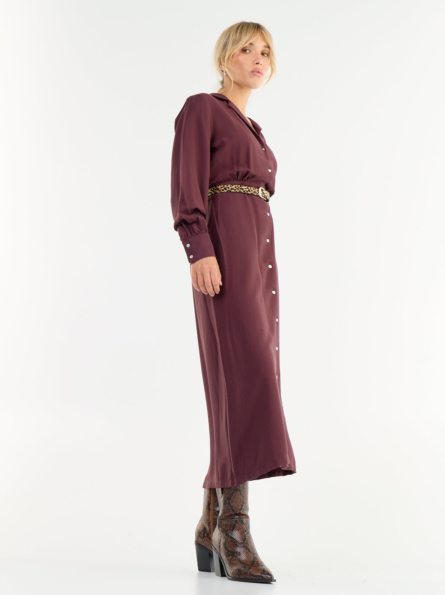 Robe longue coupe chemise - Violet