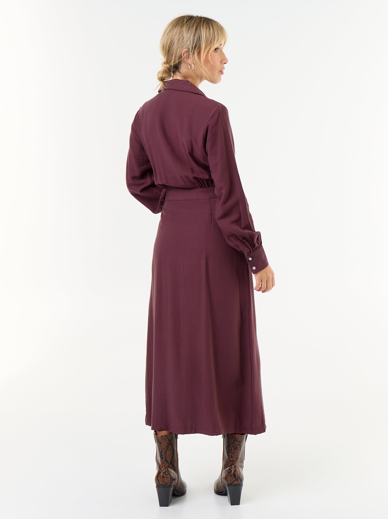 Robe longue coupe chemise - Violet