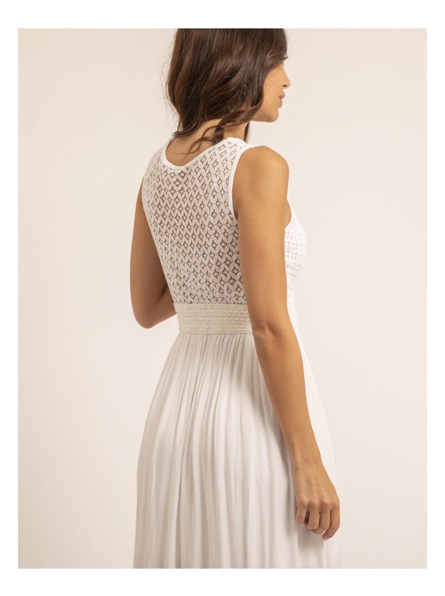 Robe longue dentelle IPALENE - Blanc