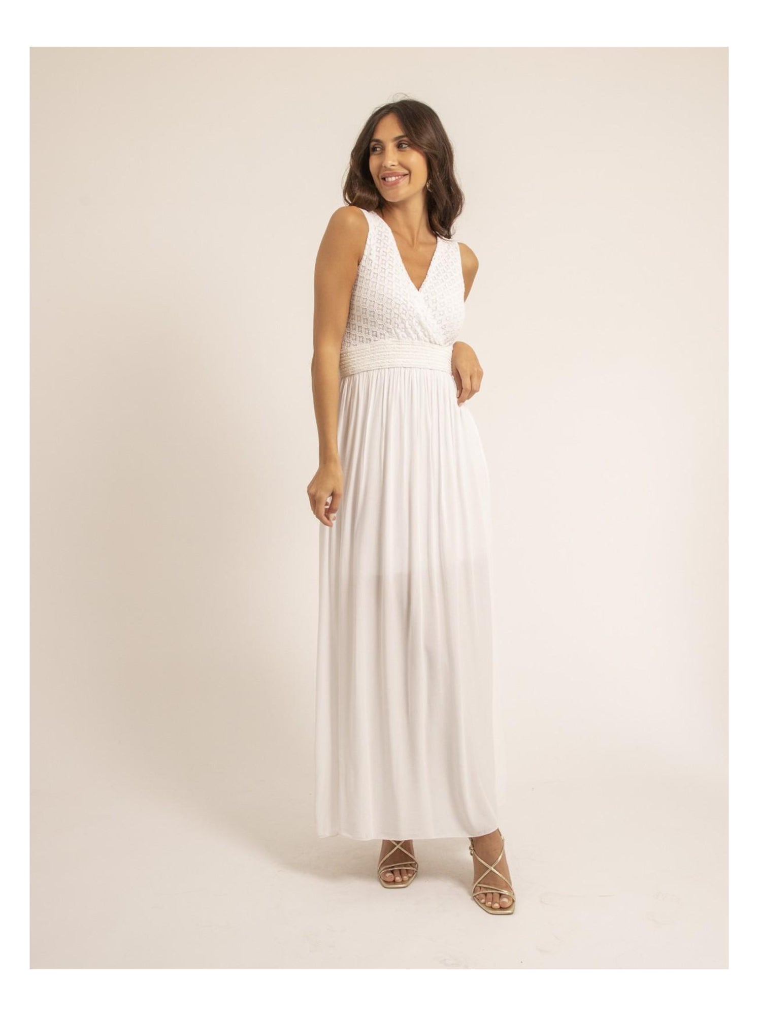 Robe longue dentelle IPALENE - Blanc