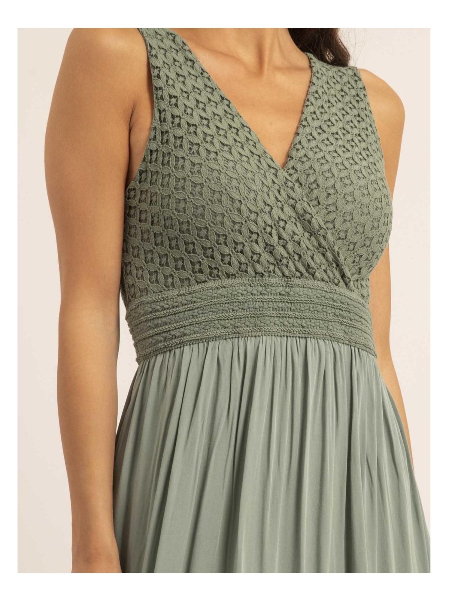 Robe longue dentelle IPALENE - Kaki