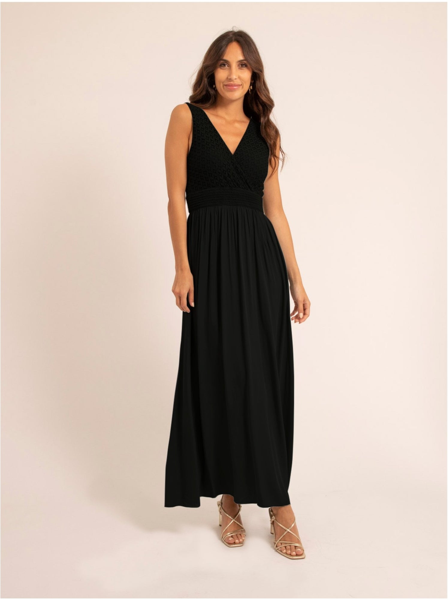 Robe longue dentelle IPALENE - Noir