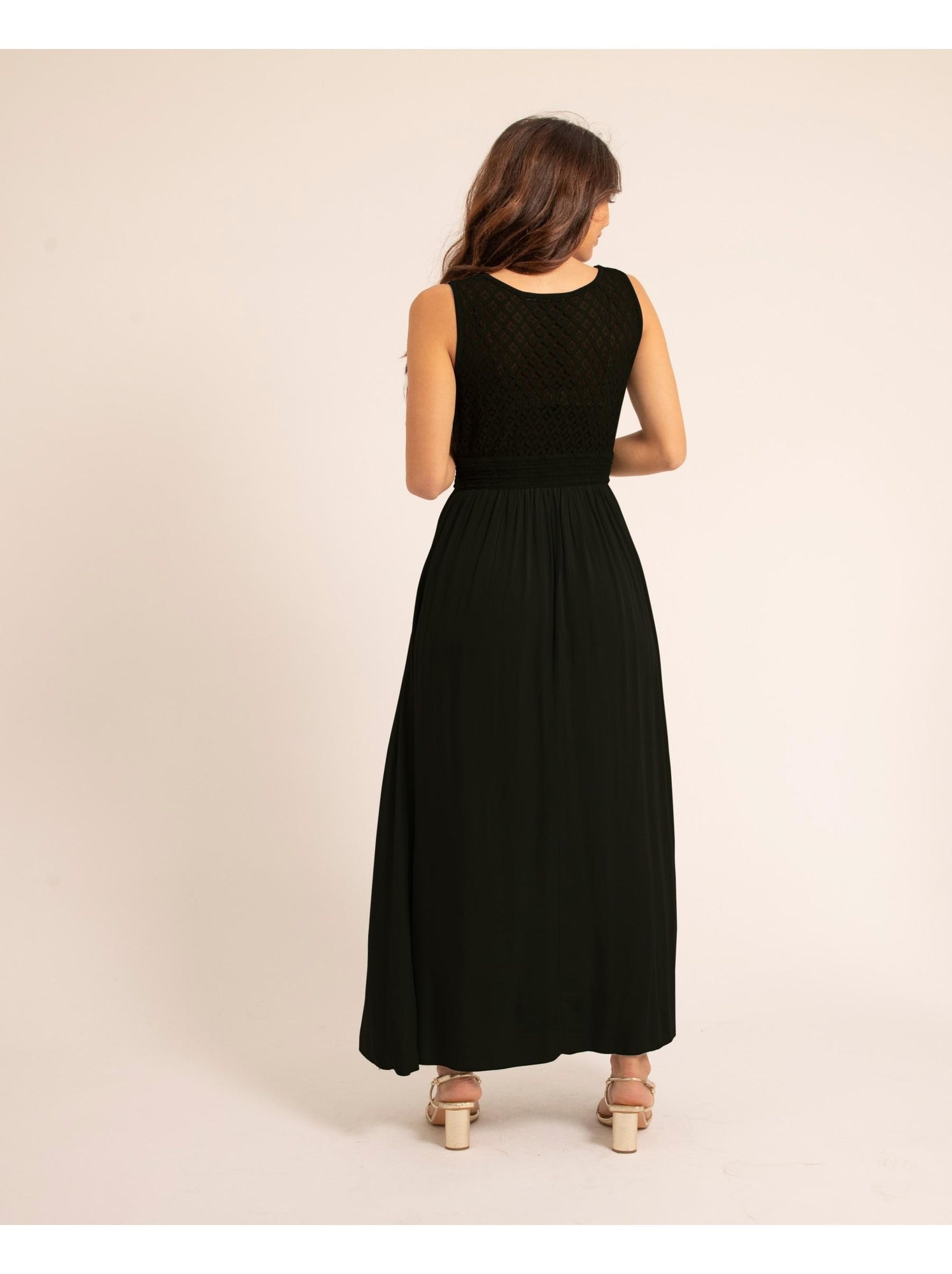 Robe longue dentelle IPALENE - Noir