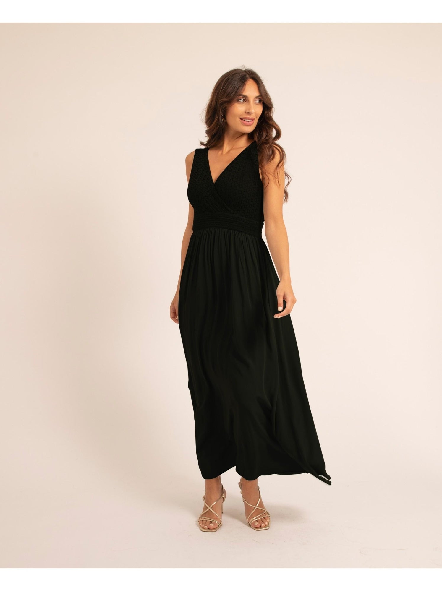 Robe longue dentelle IPALENE - Noir