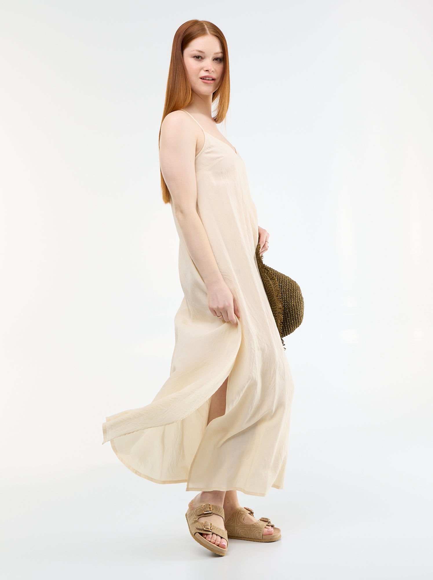 Robe longue fluide - Beige
