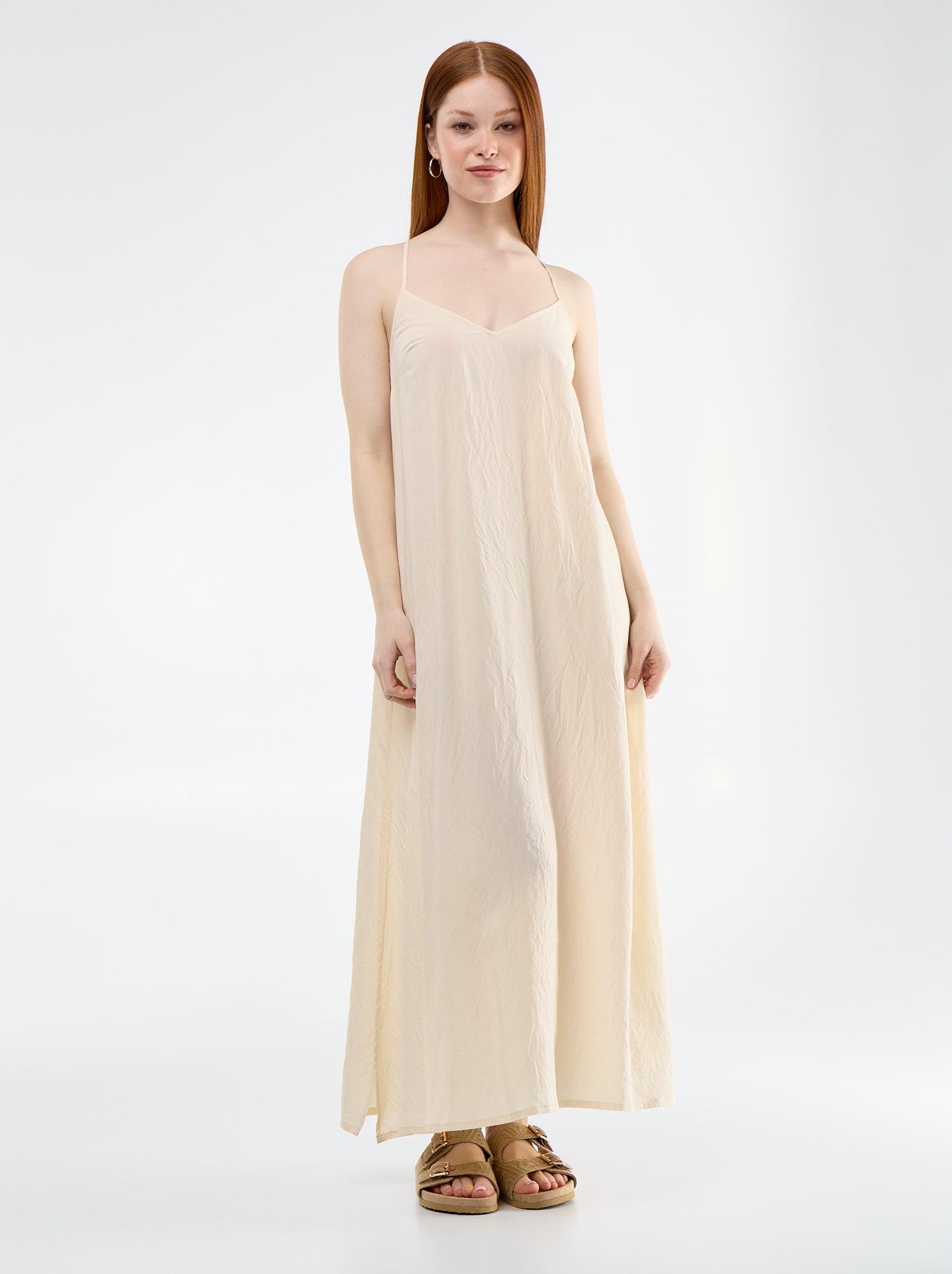 Robe longue fluide - Beige