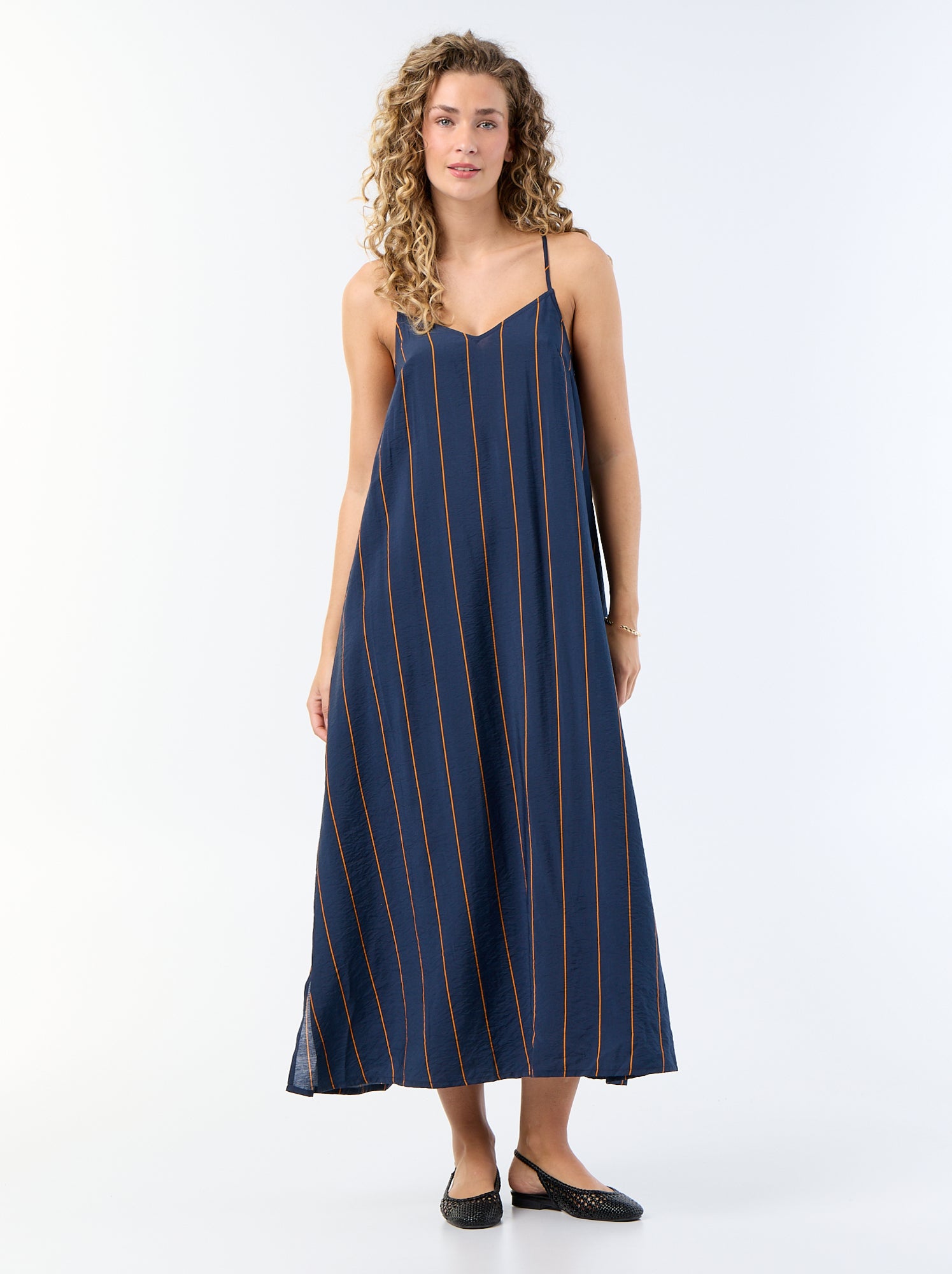 Robe longue fluide - Bleu