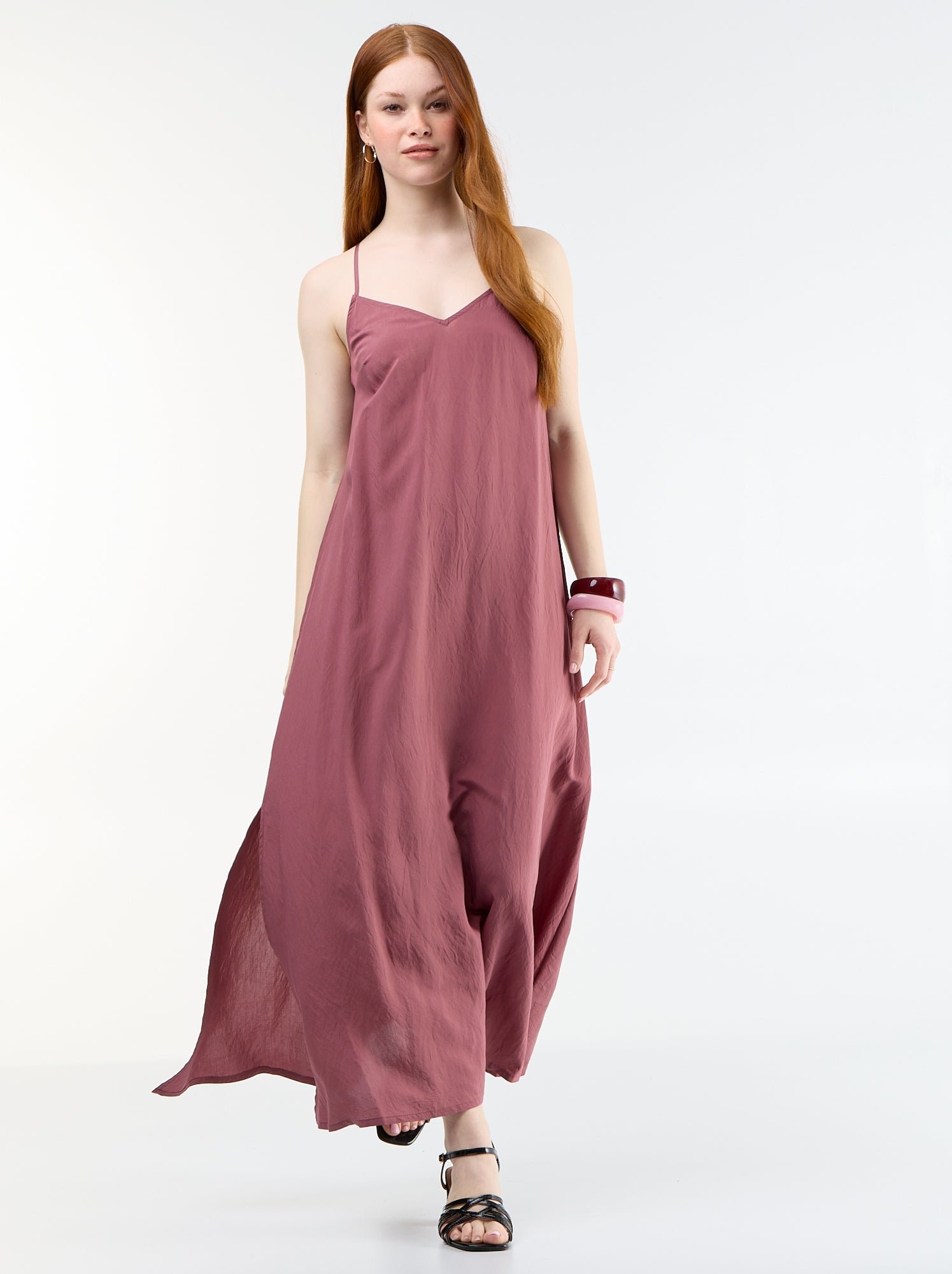 Robe longue fluide - Rose (FRK52_3)