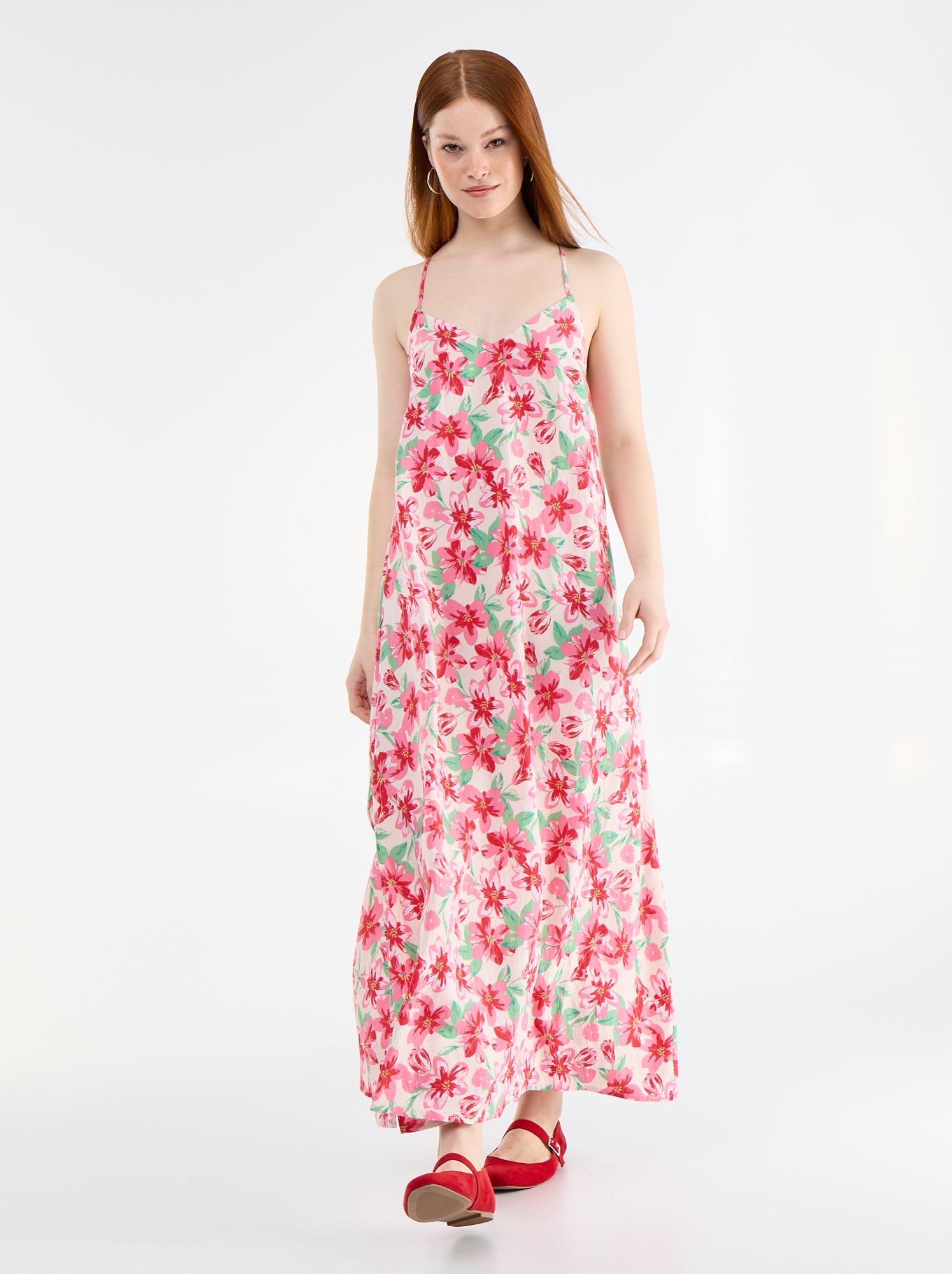 Robe longue fluide - Rose (FRK52_6)