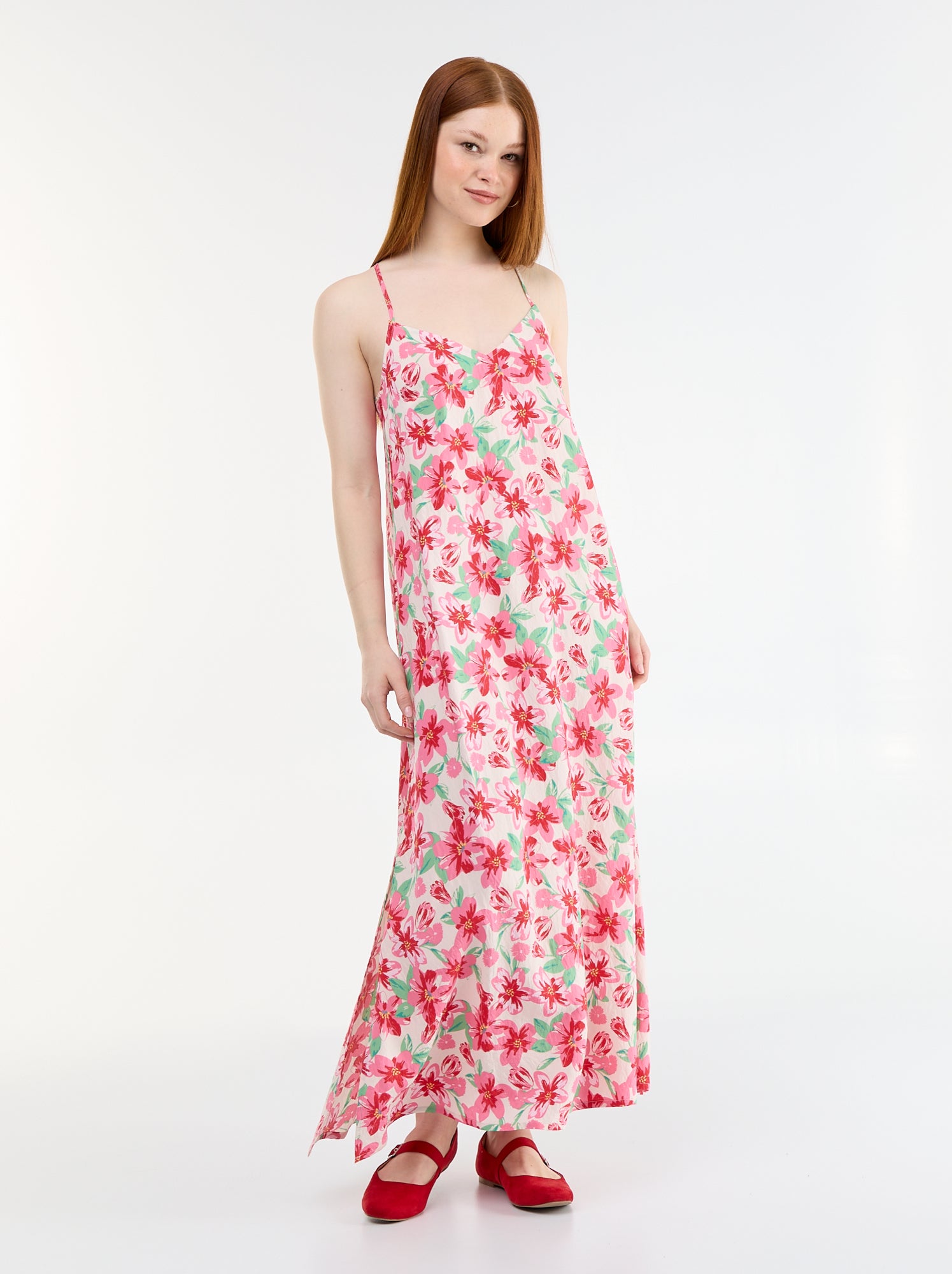 Robe longue fluide - Rose (FRK52_6)