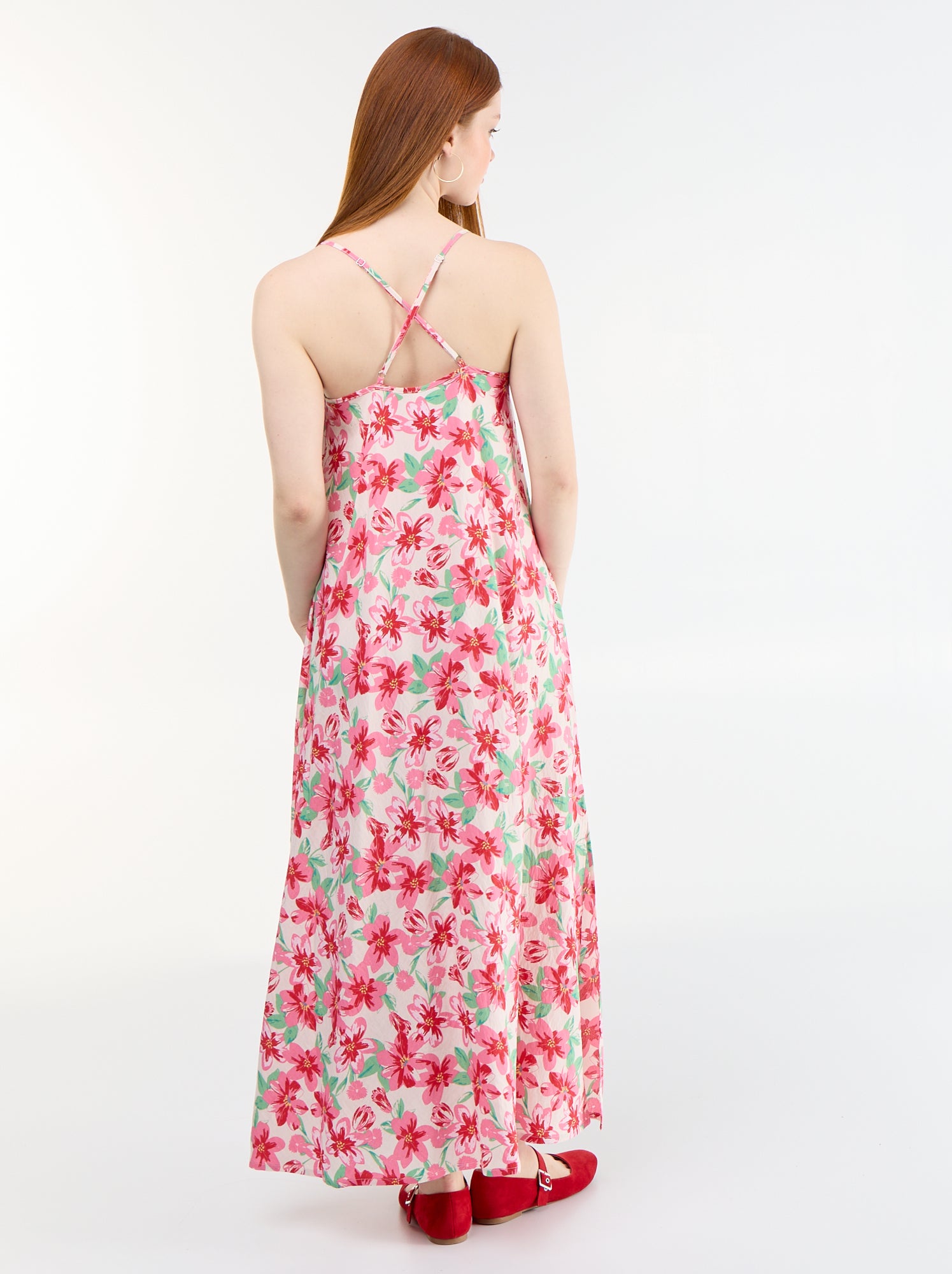 Robe longue fluide - Rose (FRK52_6)