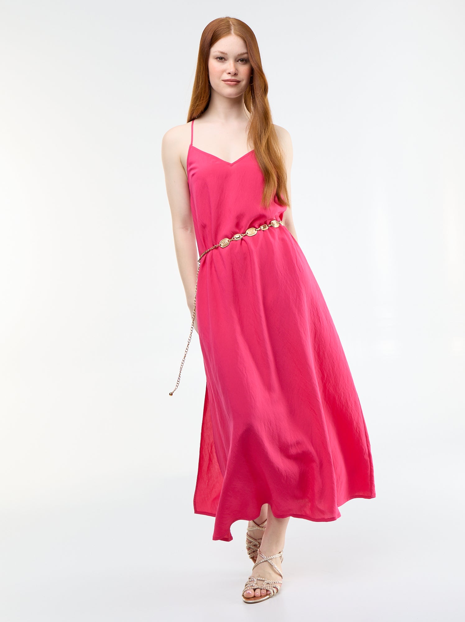 Robe longue fluide - Rose (FRK52_7)