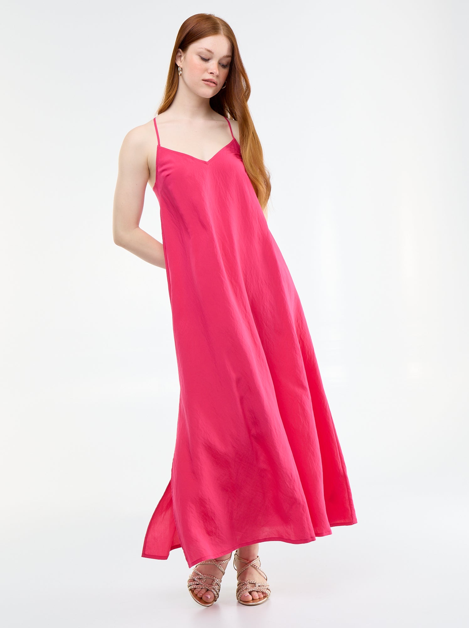 Robe longue fluide - Rose (FRK52_7)