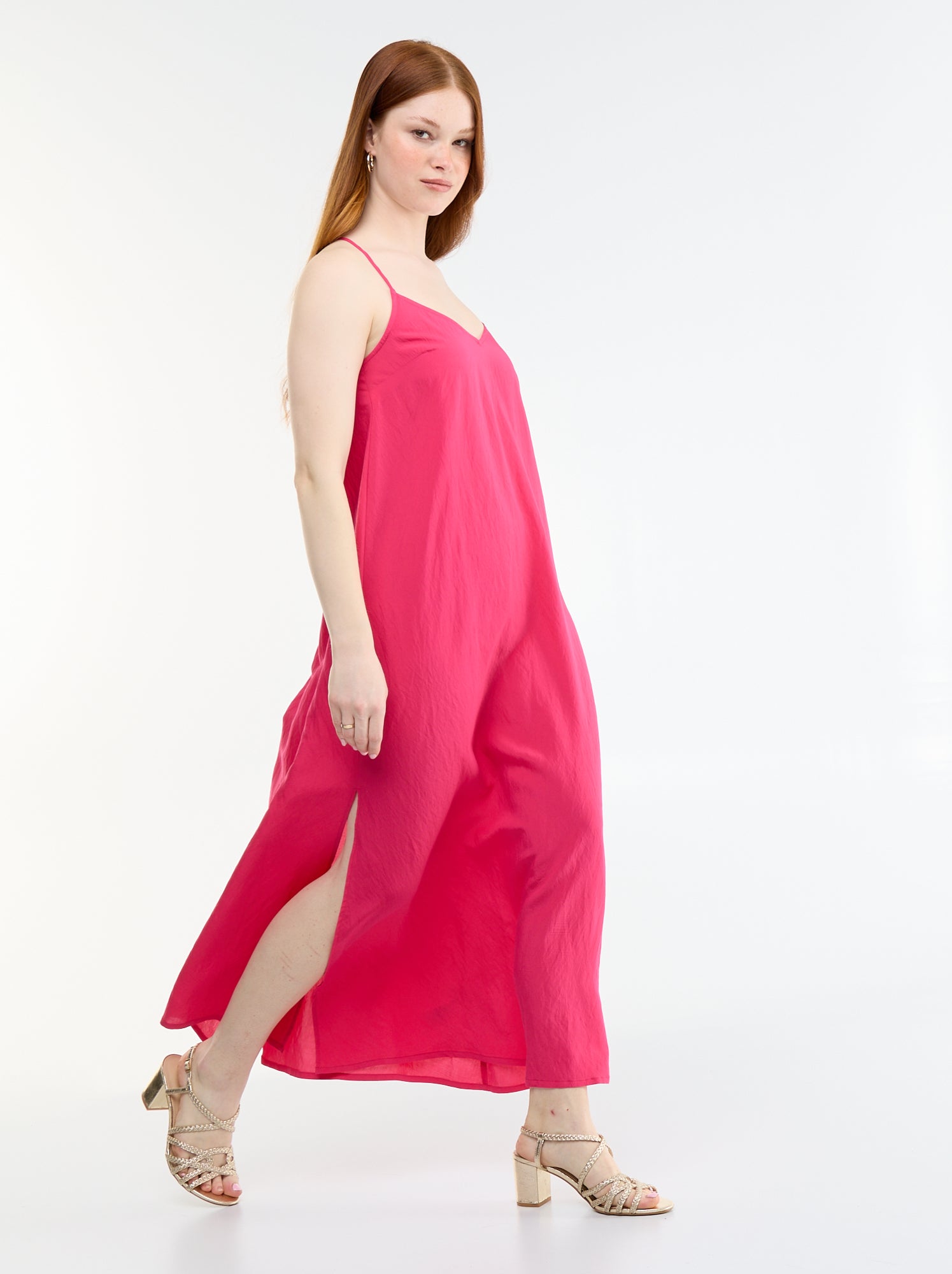 Robe longue fluide - Rose (FRK52_7)