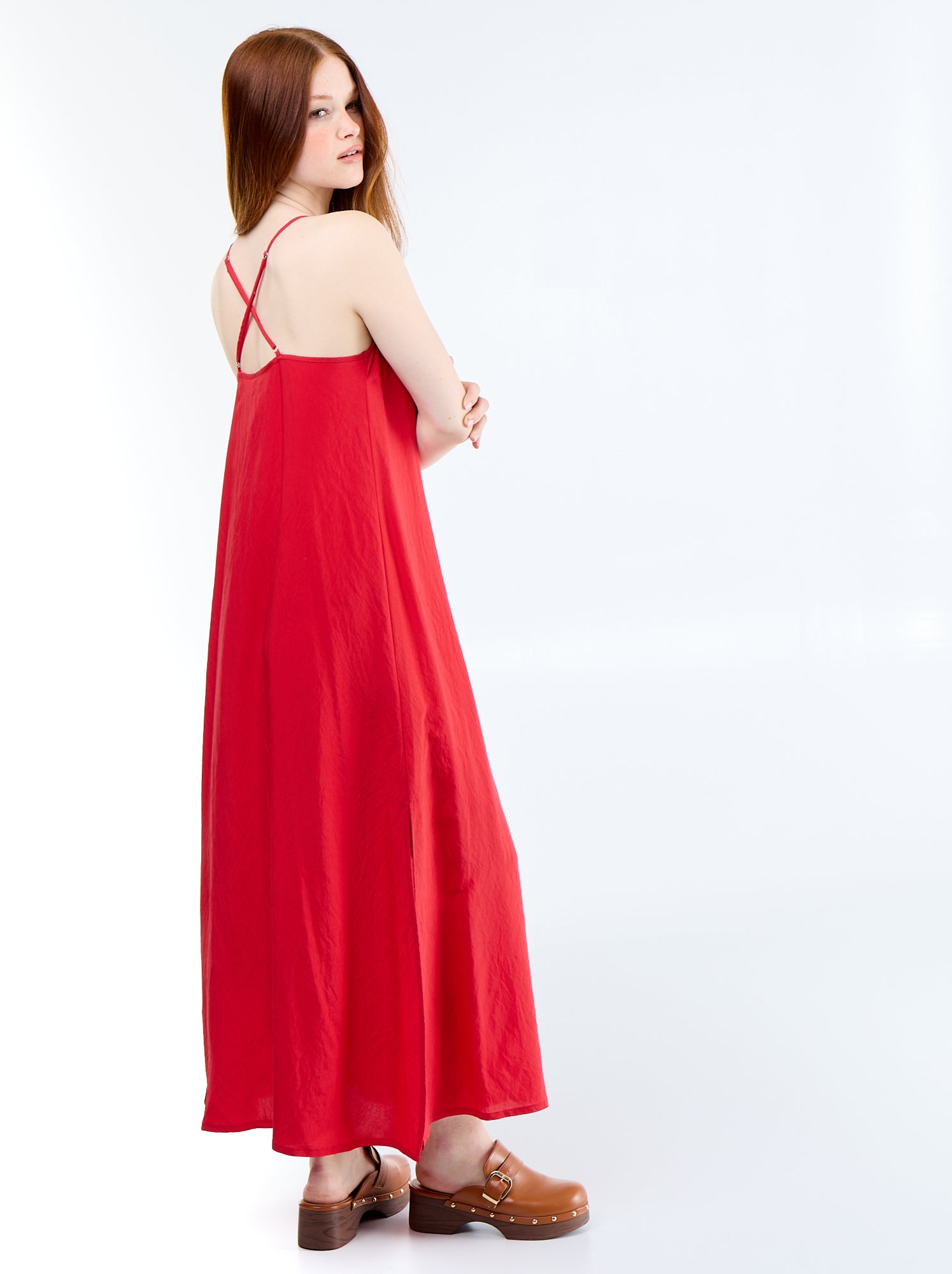 Robe longue fluide - Rouge