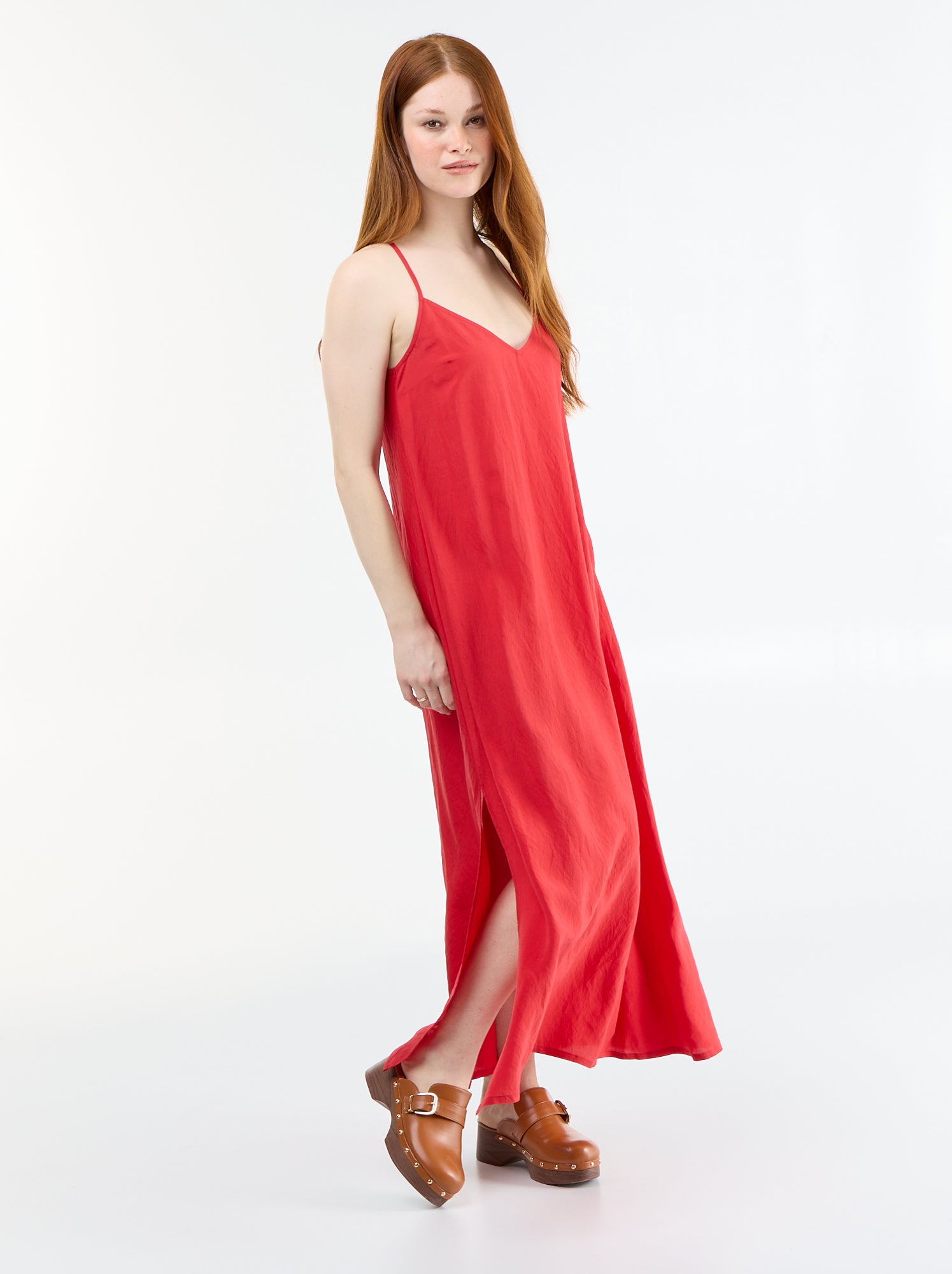 Robe longue fluide - Rouge