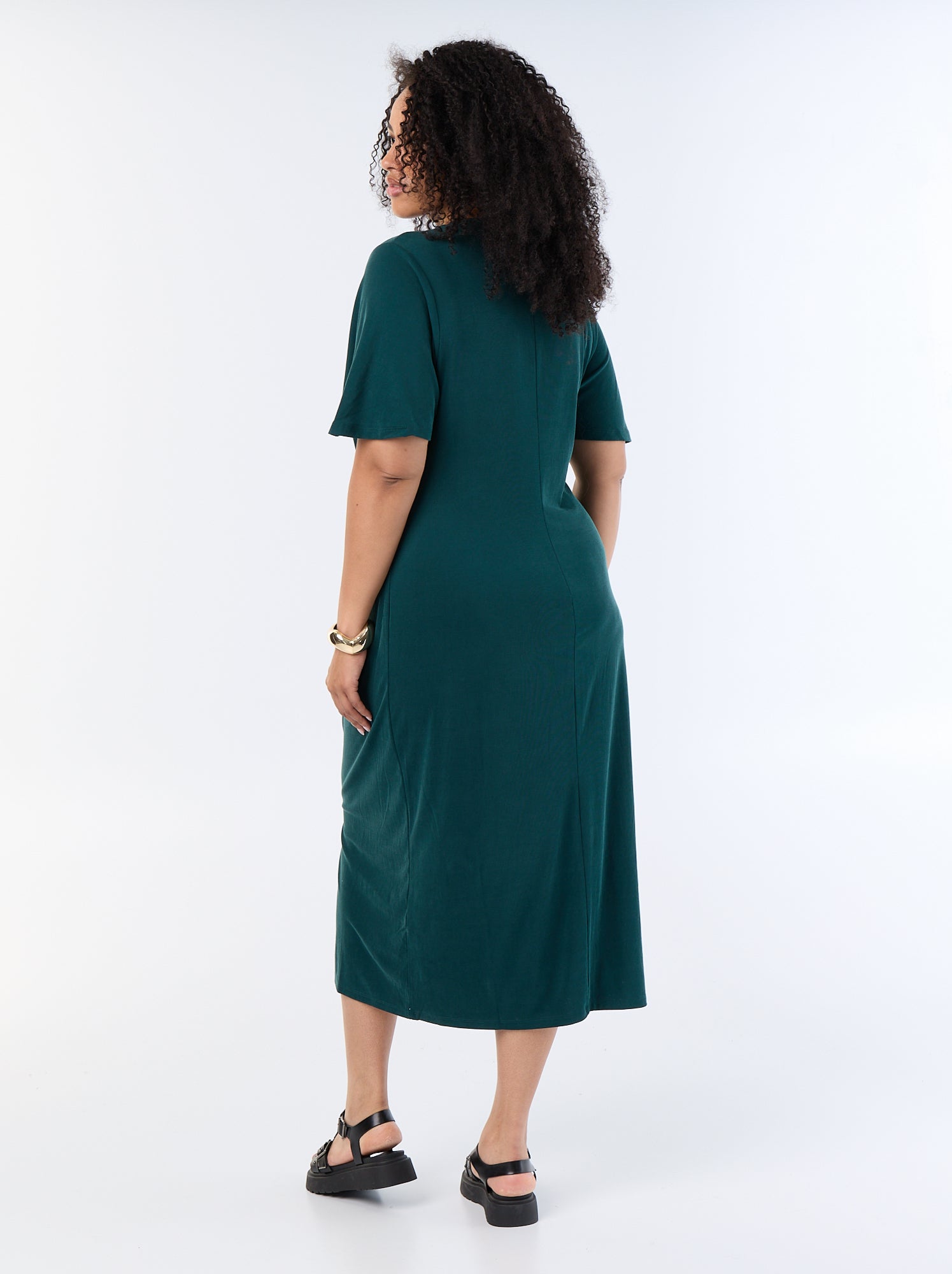 Robe longue unie avec nœud devant - Vert