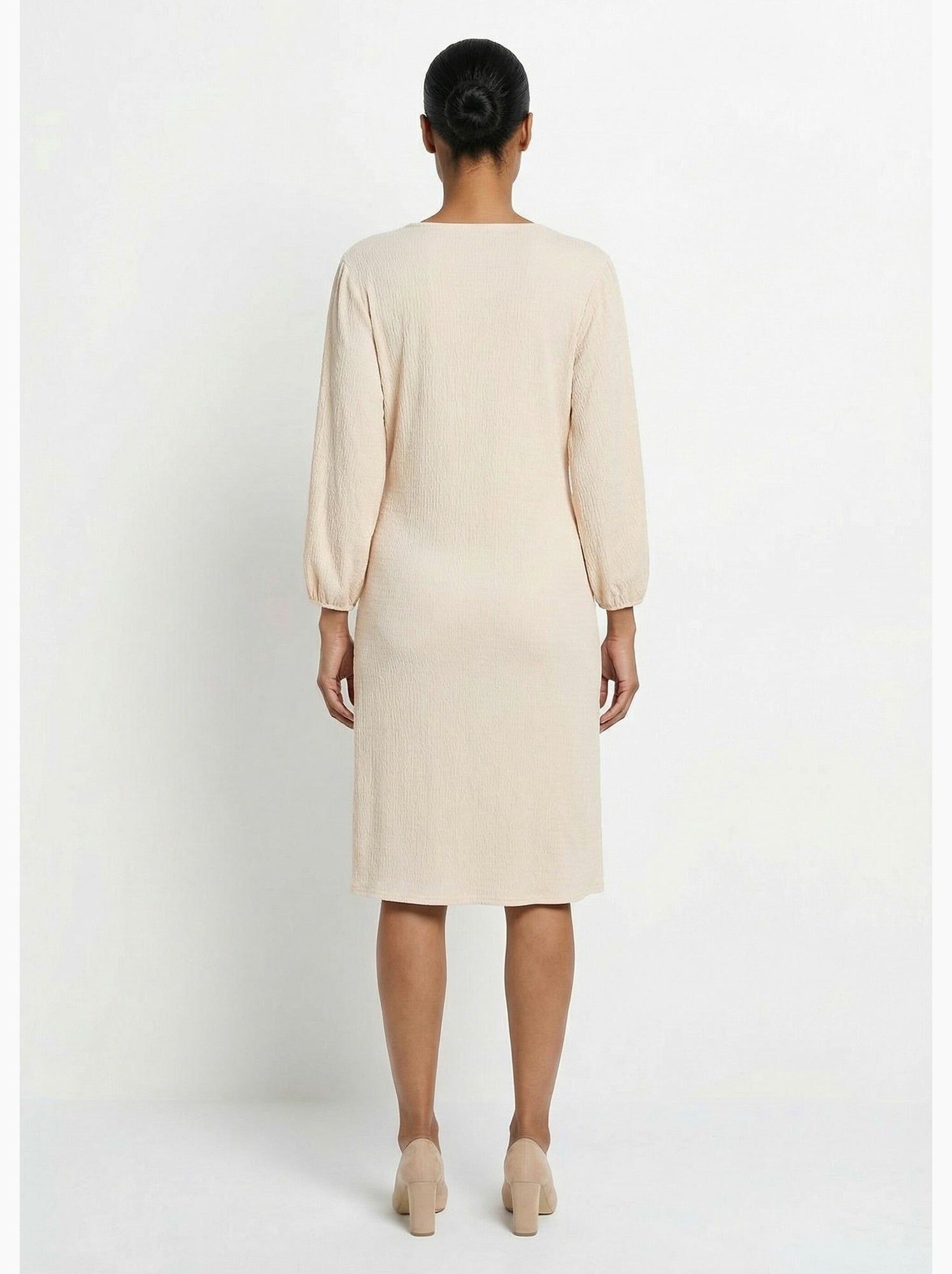 Robe portefeuille en maille gaufrée - afibel - Beige