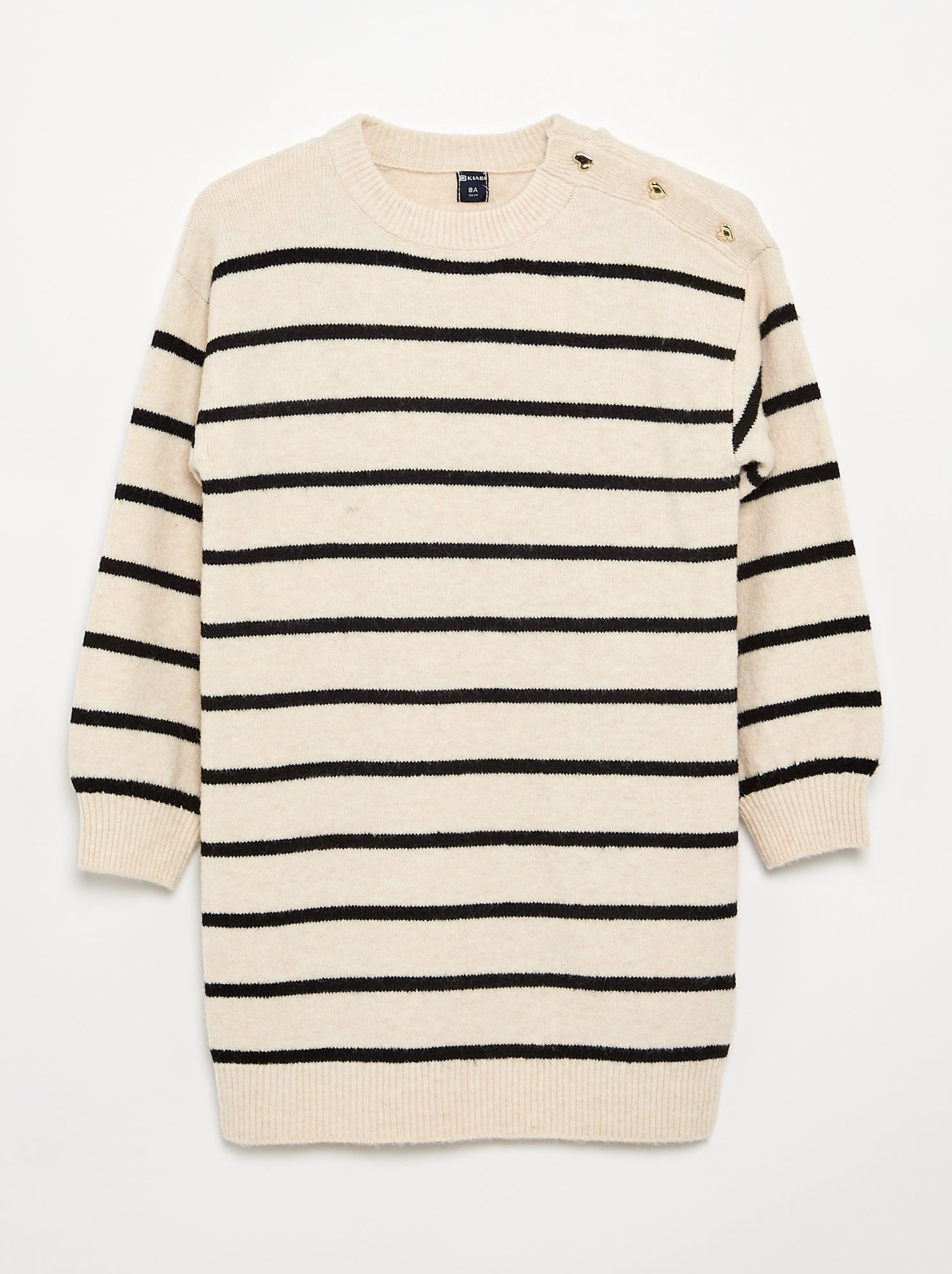 Robe pull à manches longues et col boutonné - Beige