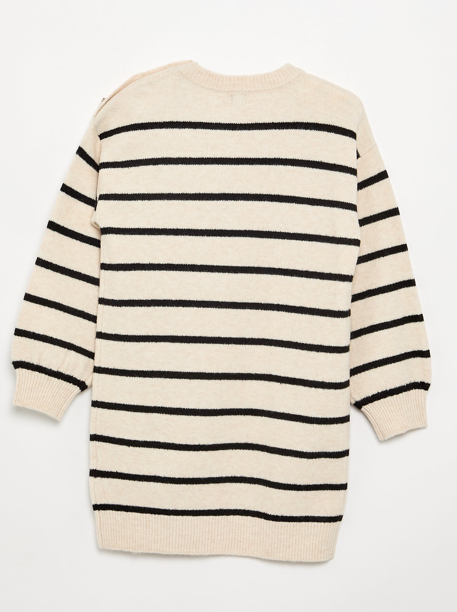Robe pull à manches longues et col boutonné - Beige