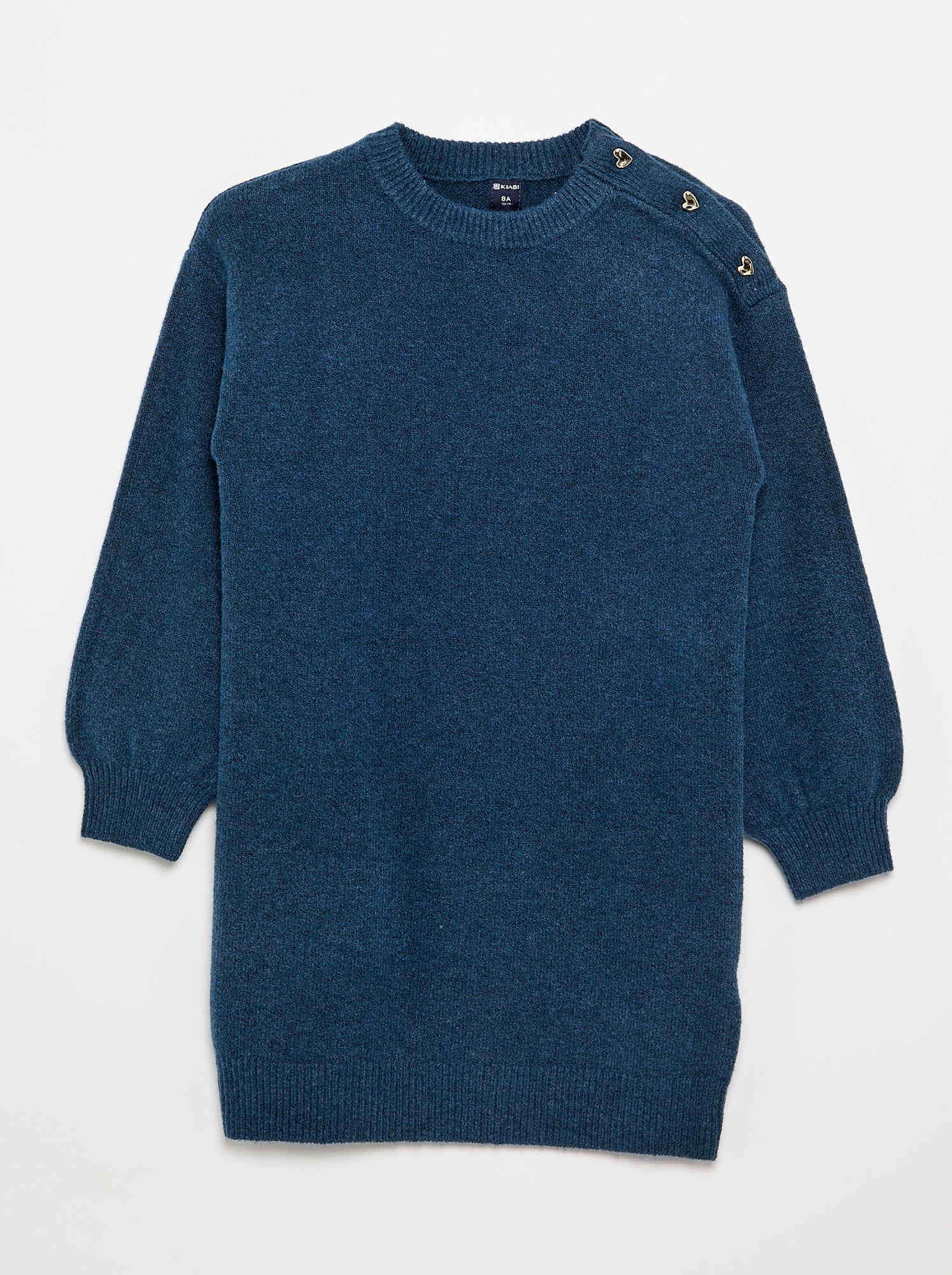 Robe pull à manches longues et col boutonné - Bleu