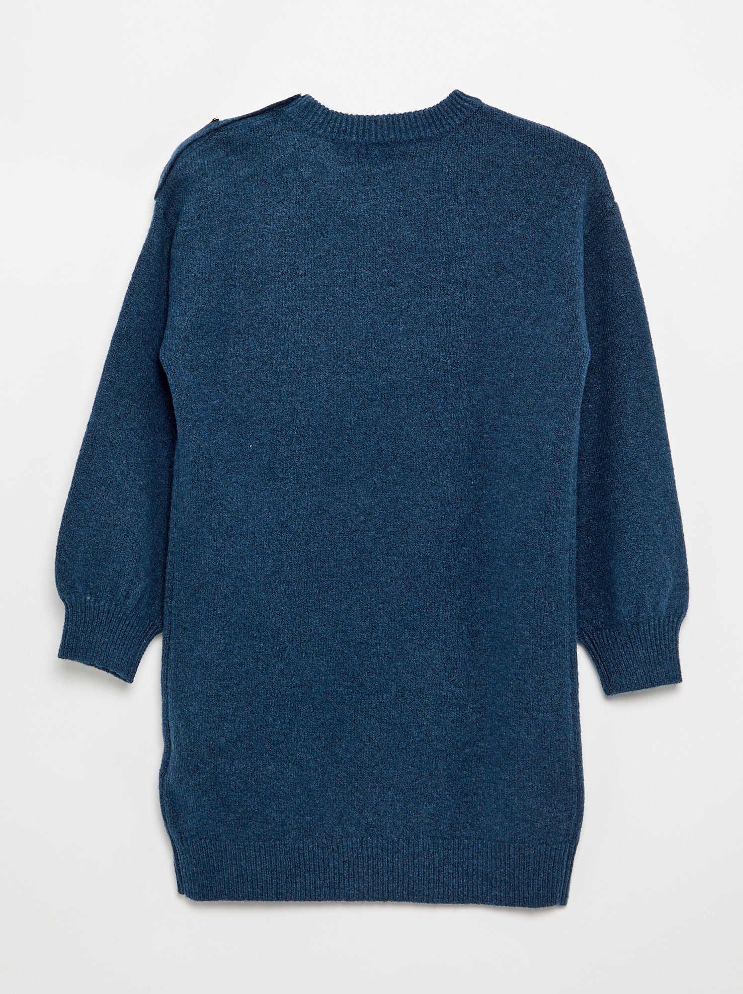 Robe pull à manches longues et col boutonné - Bleu