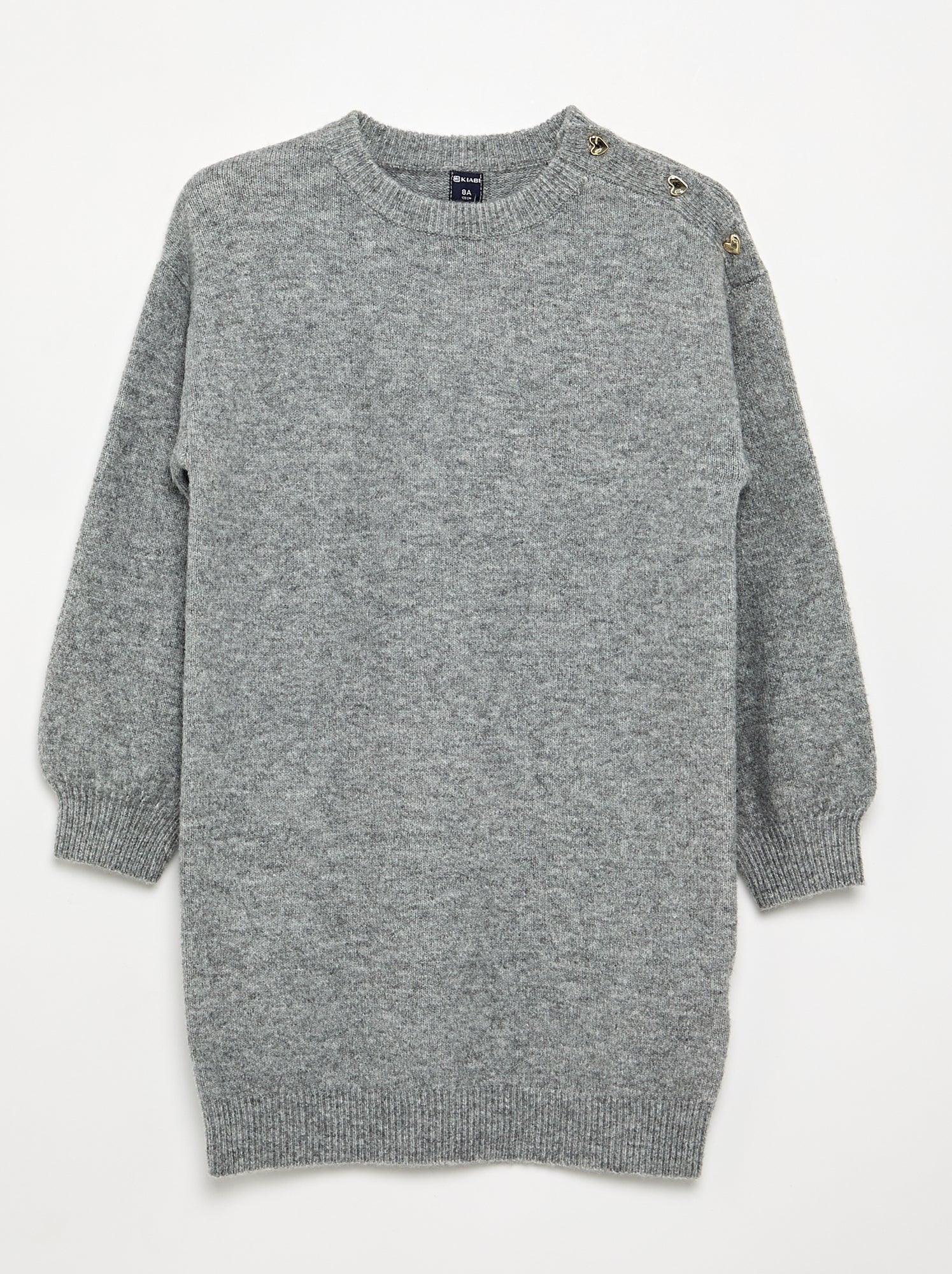 Robe pull à manches longues et col boutonné - Gris