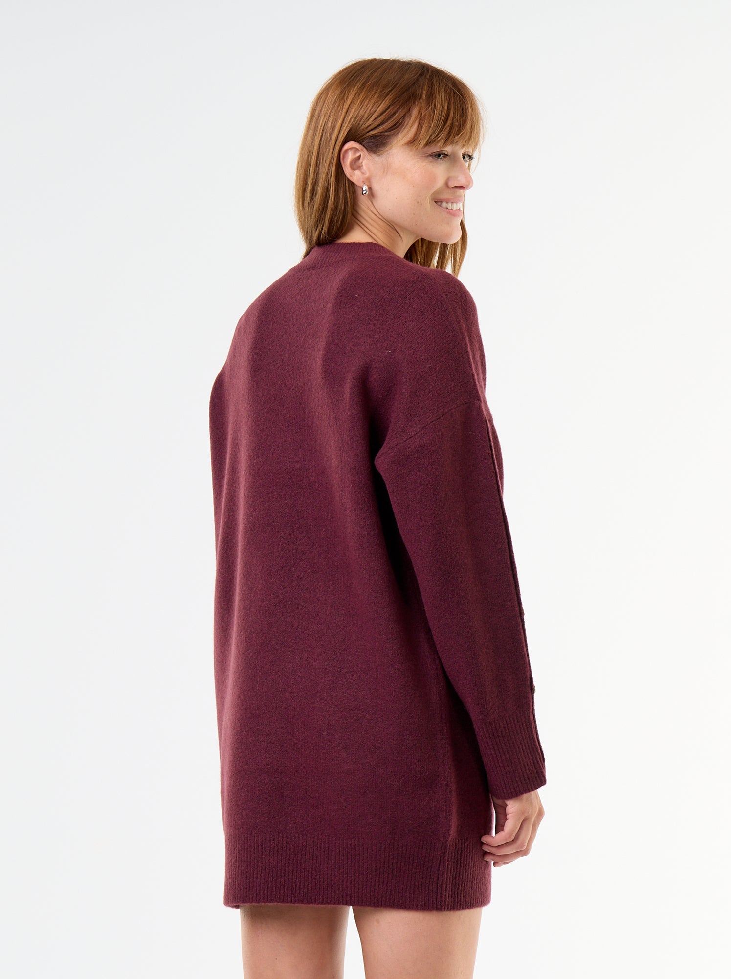 Robe pull avec boutons martelés - Rouge
