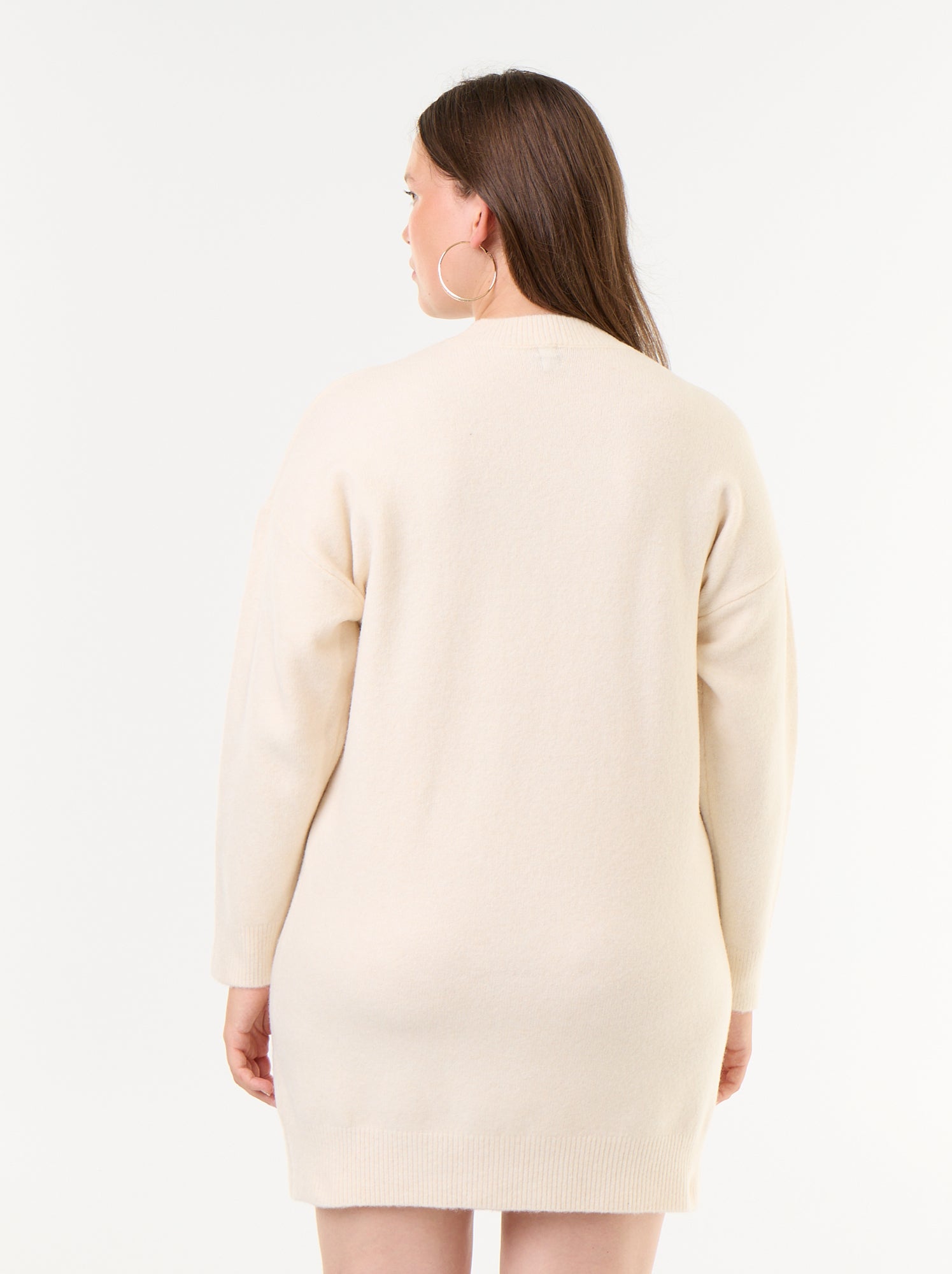 Robe pull avec manches boutonnées - Beige