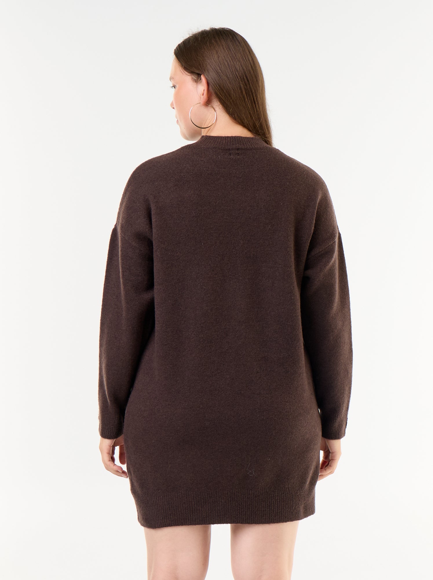 Robe pull avec manches boutonnées - Marron (GJO63_2)