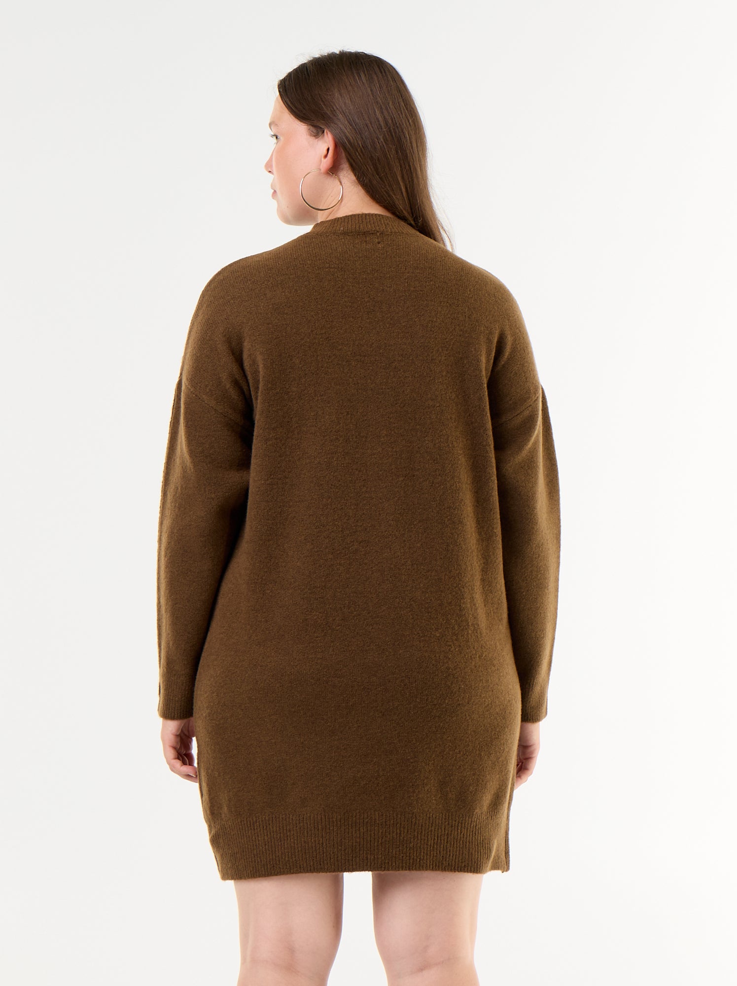 Robe pull avec manches boutonnées - Marron (GJO63_3)