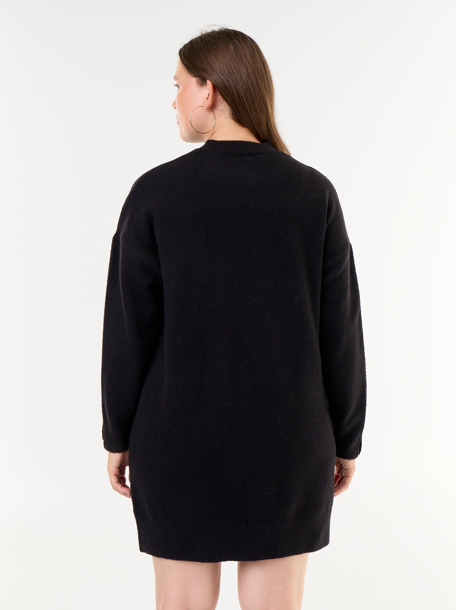 Robe pull avec manches boutonnées - Noir