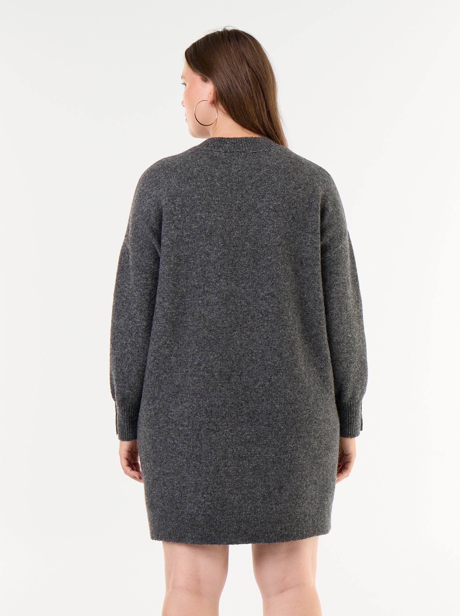 Robe pull en mail avec boutons fantaisie sur les manches - Gris