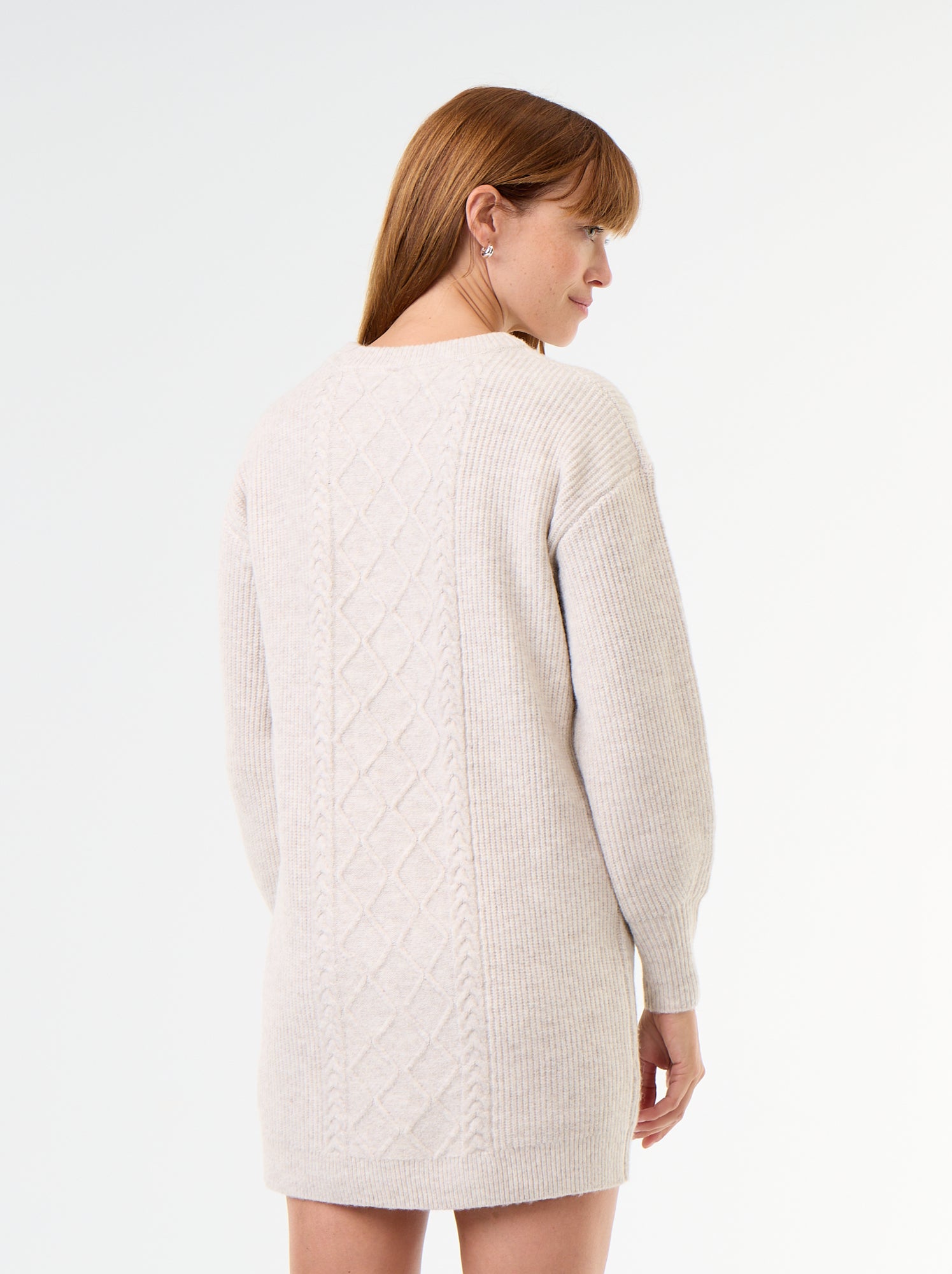 Robe pull en maille torsadée - Beige